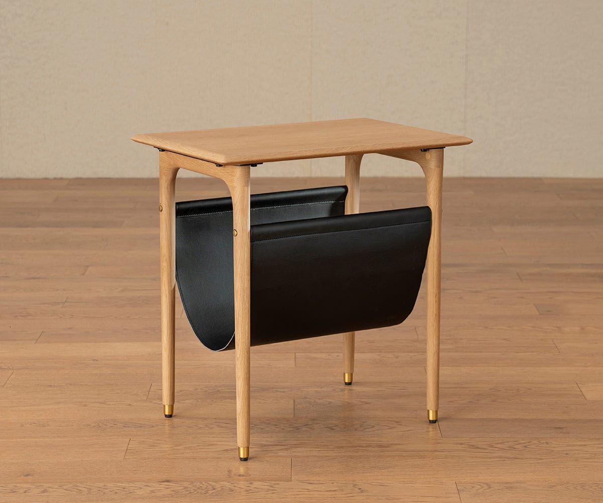 Hendrick End Table With Hanging Shelf II - White Oak