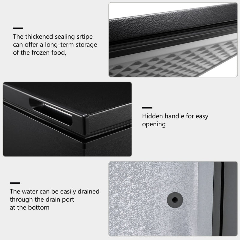 1.8 Cu.Ft Chest Freezer with Removable Basket, Bottom Drain, 7-Level Thermostat, Freestanding Design for Home and Apartment