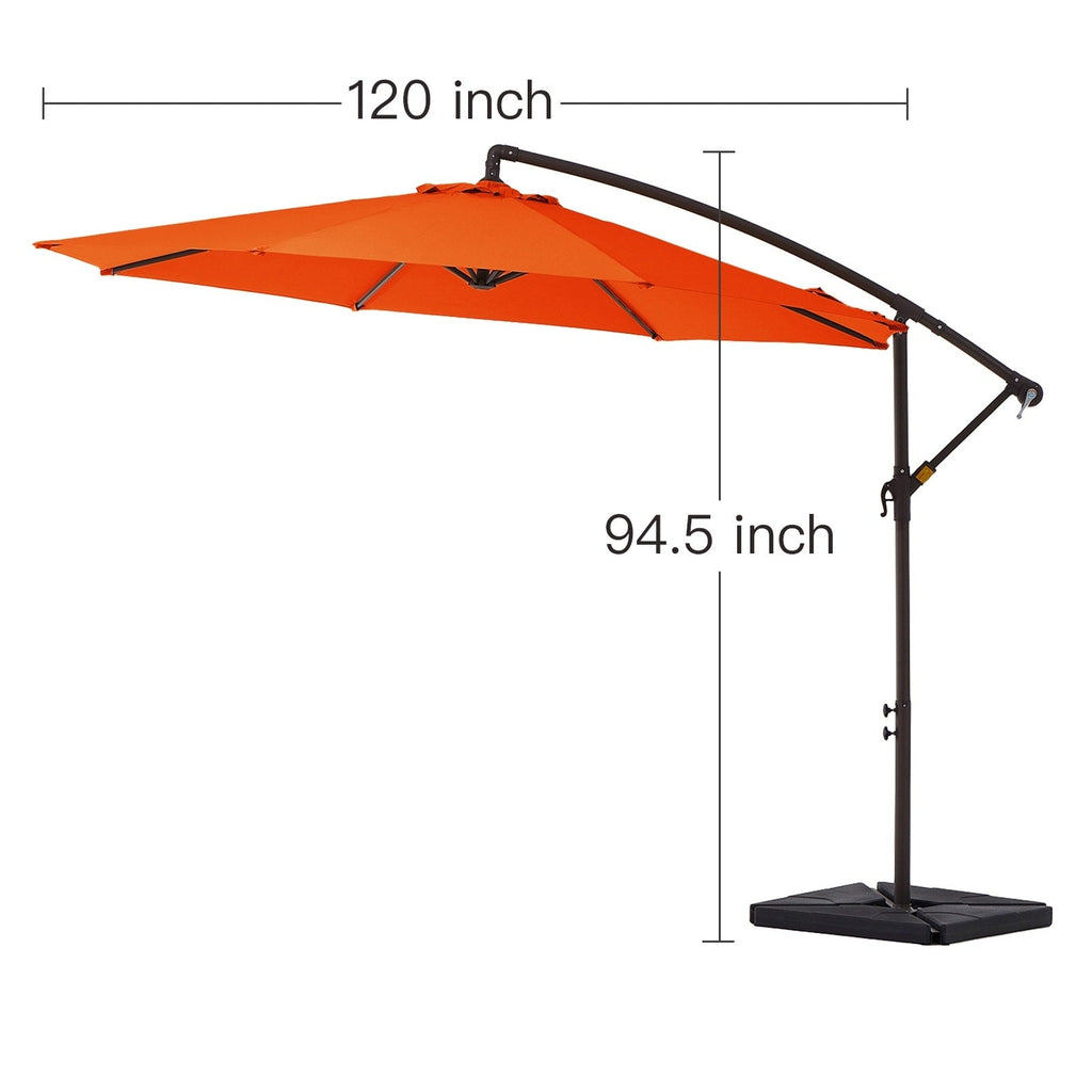 10 ft Steel Crank-lift Cantilever Umbrella With Weighted Base