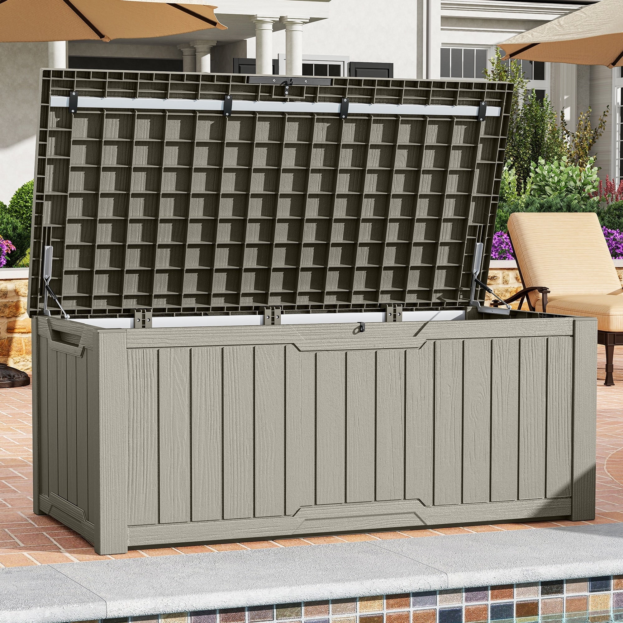 120-260 Gallons Large Resin Water Resistant Lockable Deck Box
