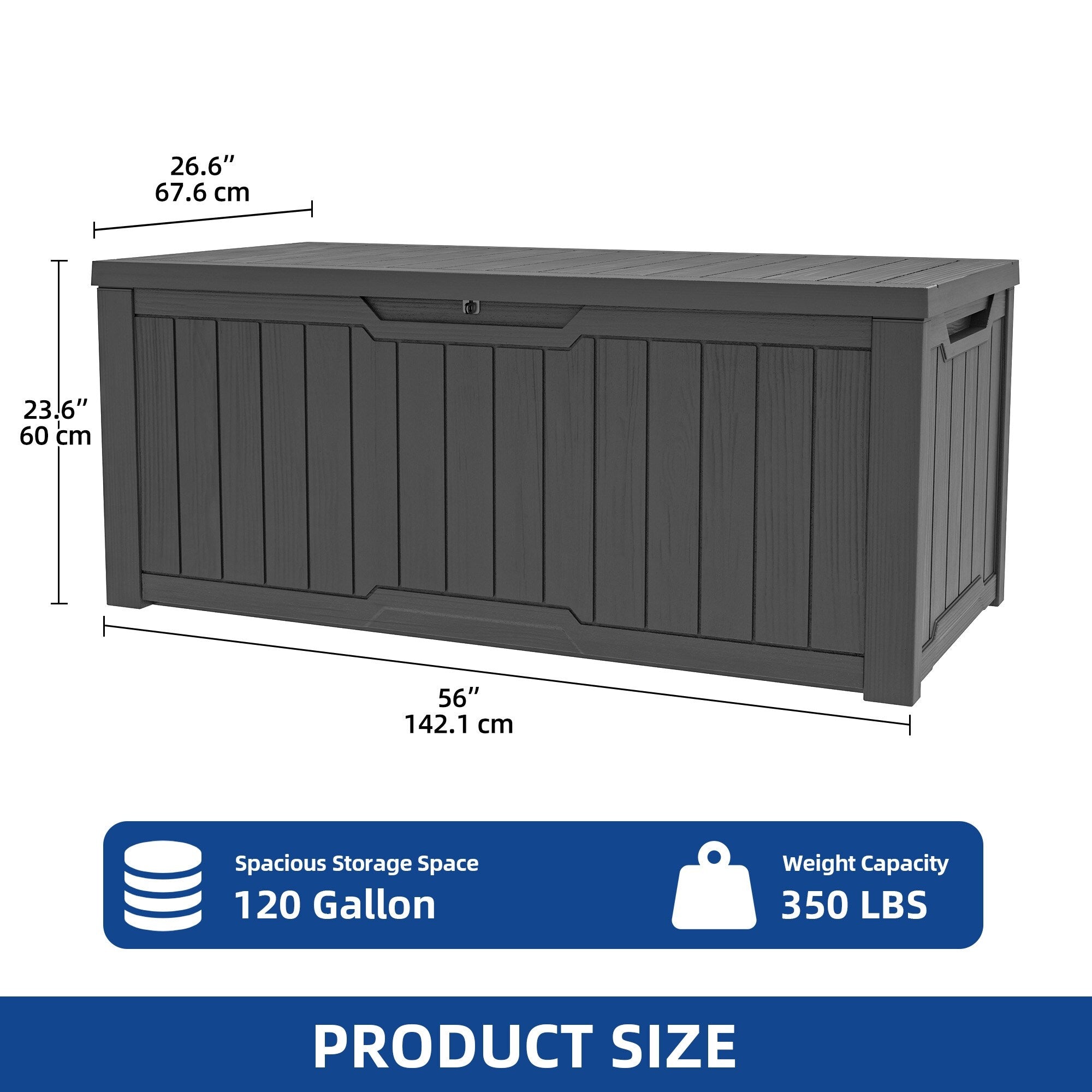 120-260 Gallons Large Resin Water Resistant Lockable Deck Box