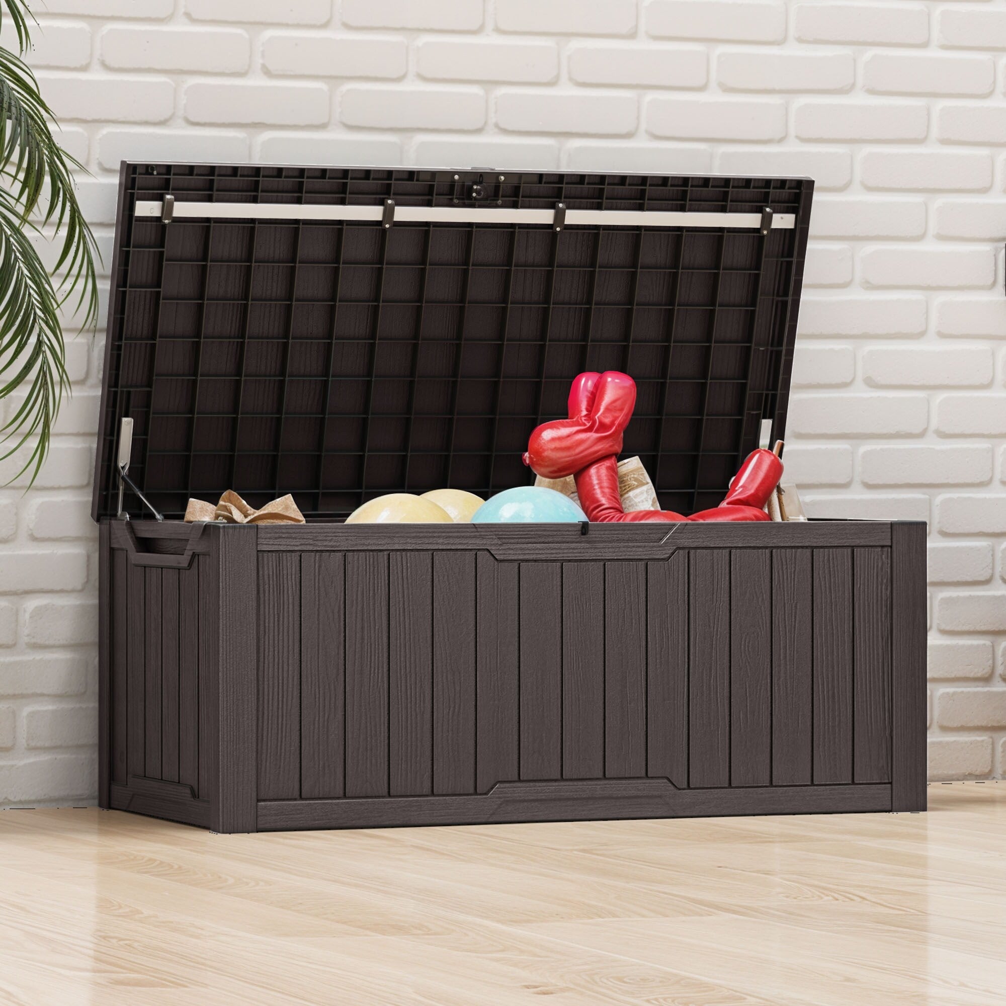 120-260 Gallons Large Resin Water Resistant Lockable Deck Box