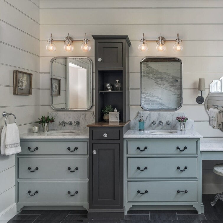 2/3 Light Bathroom Vanity Light Wall Sconce with Glass Shade