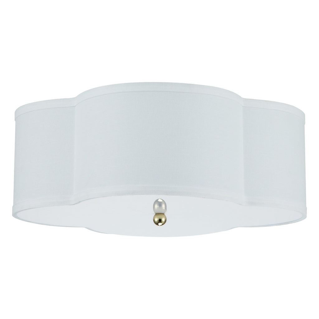 2-Light White Linen Flush Mount with Acrylic diffuser