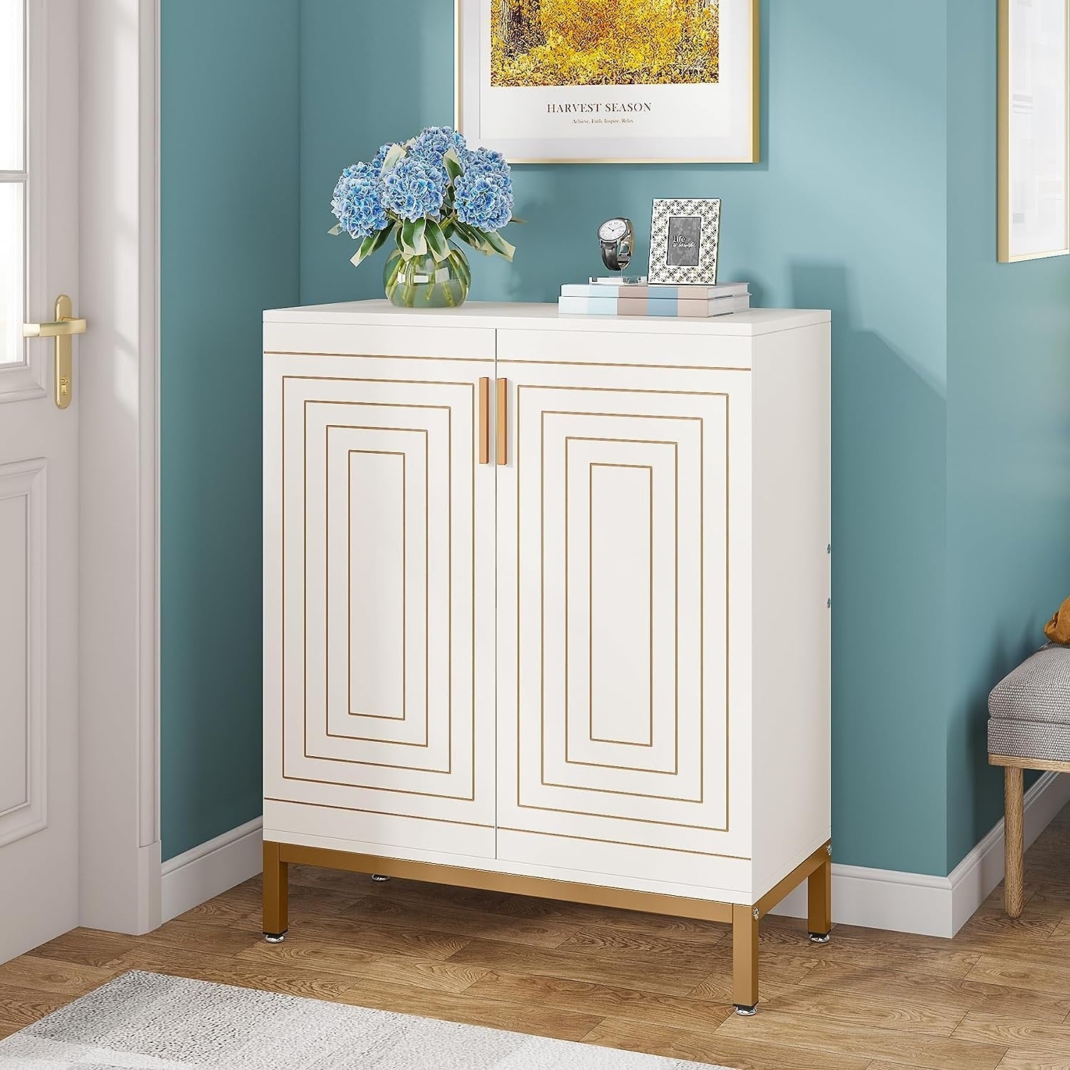 20 Pairs Modern Shoe Storage Cabinet with Doors, 6-Tier Freestanding Entryway Shoe Organizer Rack