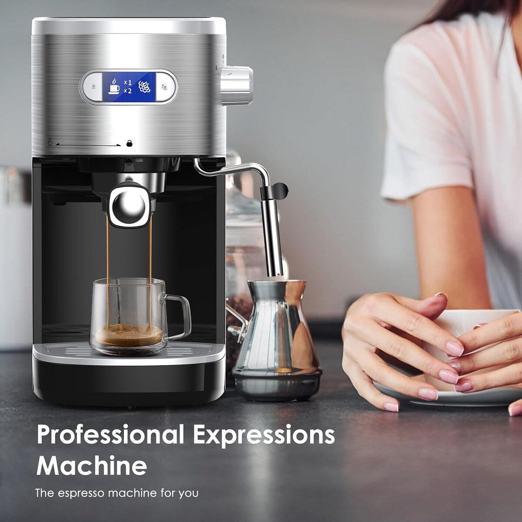 20 Bar Espresso Maker with Milk Frother Steam Wand, Cappuccino and Latte Machine for Household, Coffee Lovers Gift