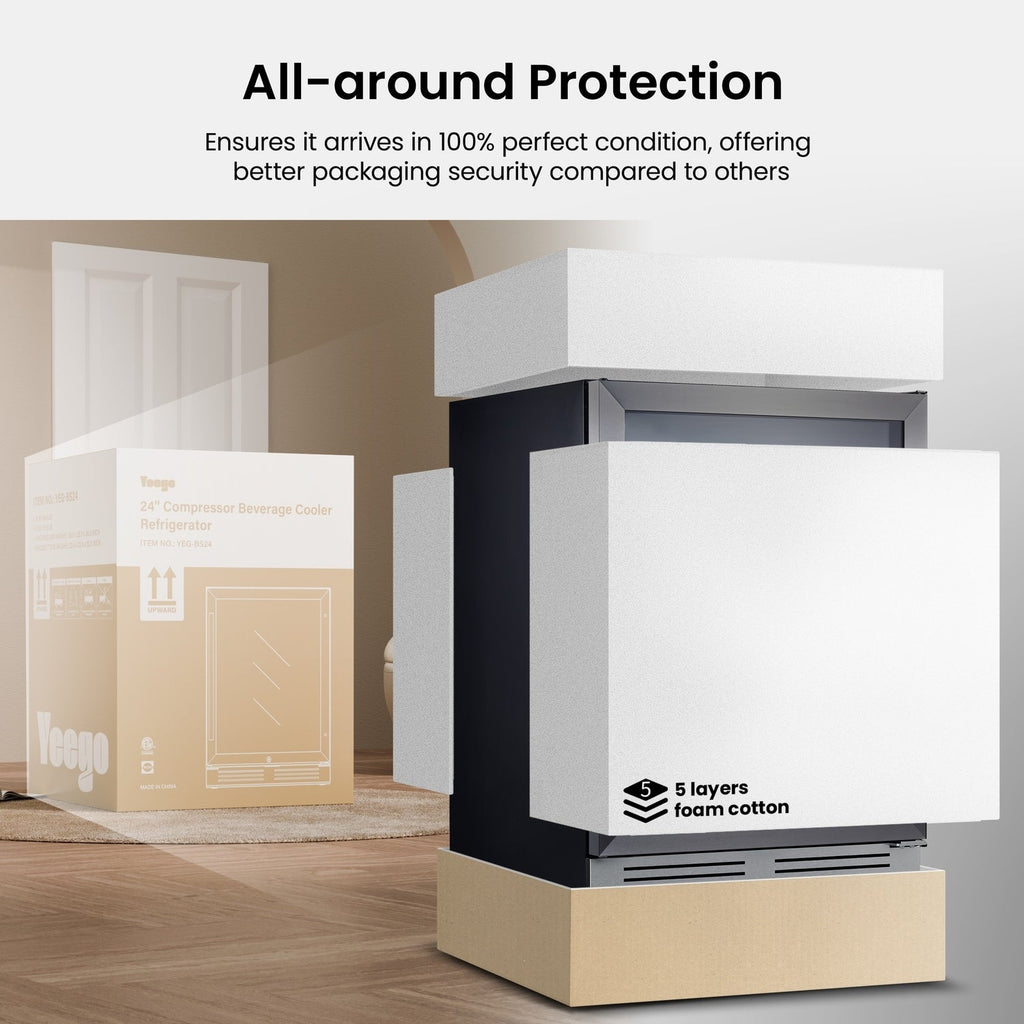 24 Inch Beverage Fridge 140 Can Beverage Refrigerator for Soda Wine Drinks - 24 inch