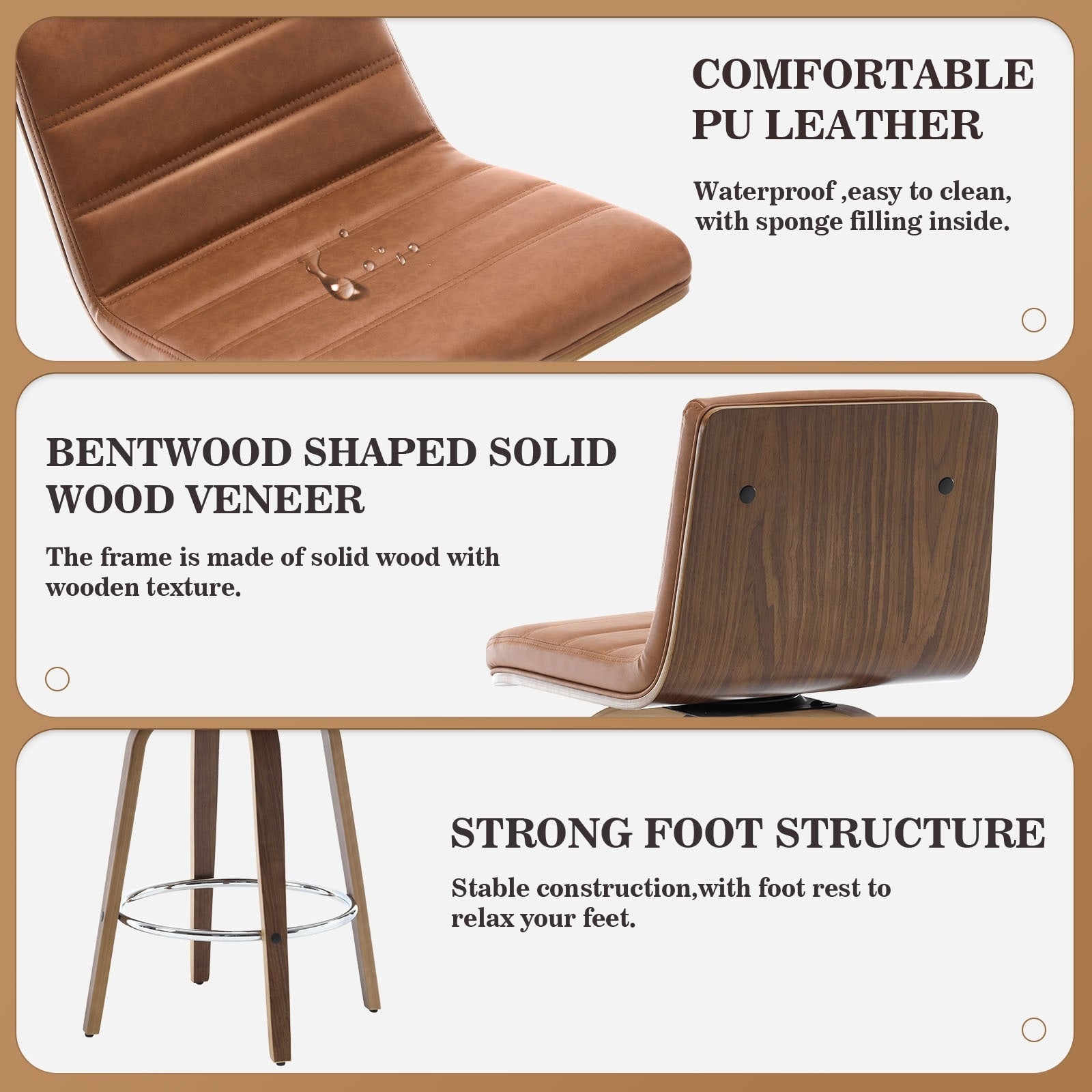 26/29 Faux Leather Swivel Bar/Counter Stools, Set of 2/3