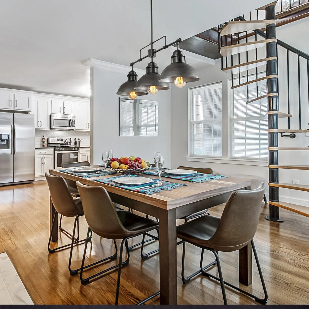 3-Light Industrial Farmhouse Dome Pendant Metal Linear Kitchen Island Pendant Light Oil Rubbed Bronze Finish