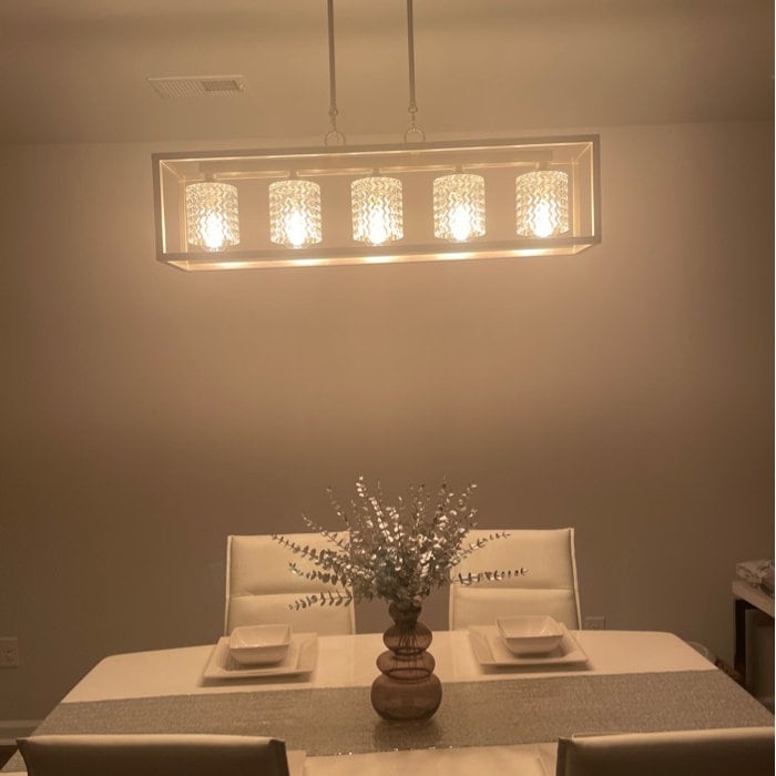 37in Mid-century Modern 5-light Crystal Rectangle Chandelier for Dining Room - 37 inches