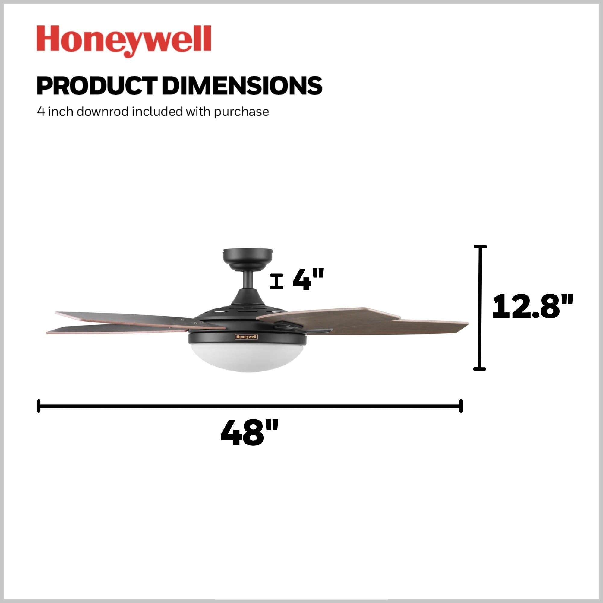 48 Honeywell Carmel Ceiling Fan with Integrated Light and Remote