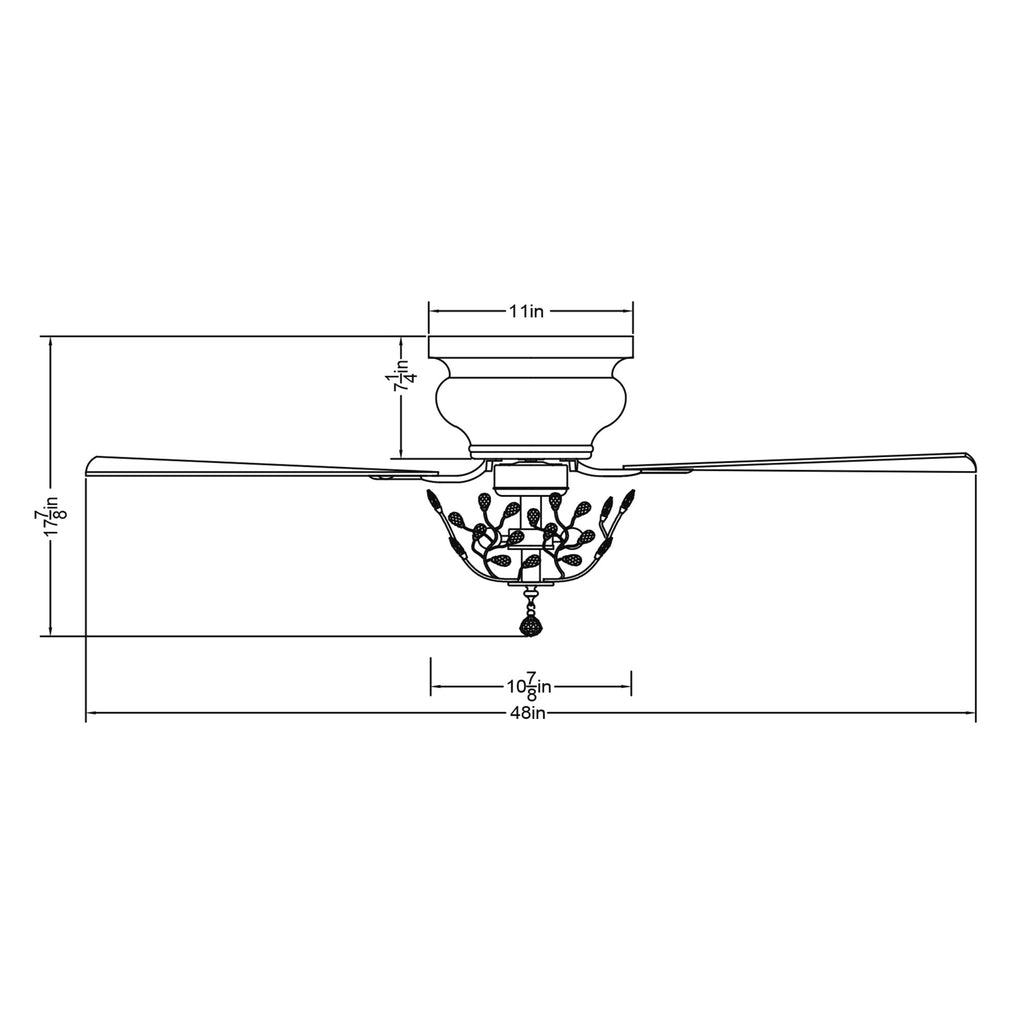 48 Modern Reversible 5-Blade Crystal Flush Mount Ceiling Fan with Remote