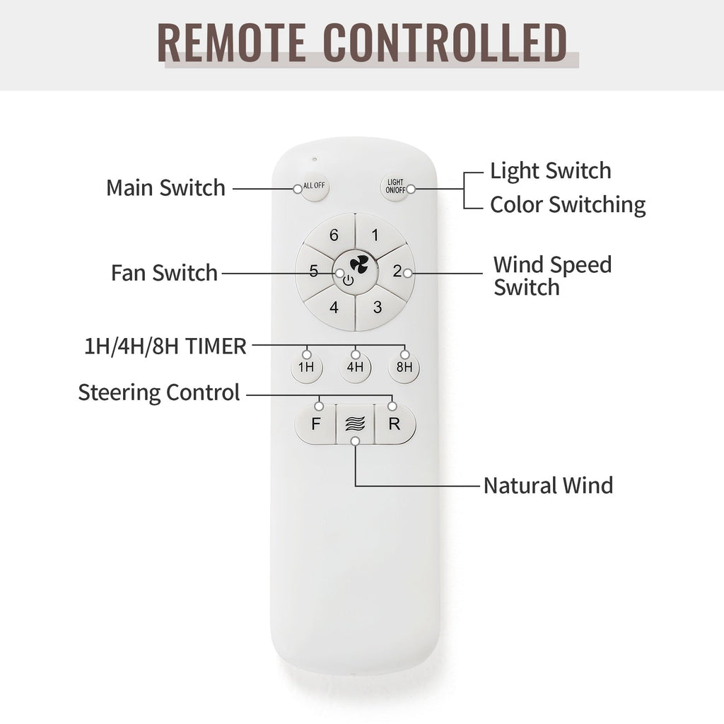 48 and 52 Integrated LED Ceiling Fan with Light and Remote, Reversible DC Motor