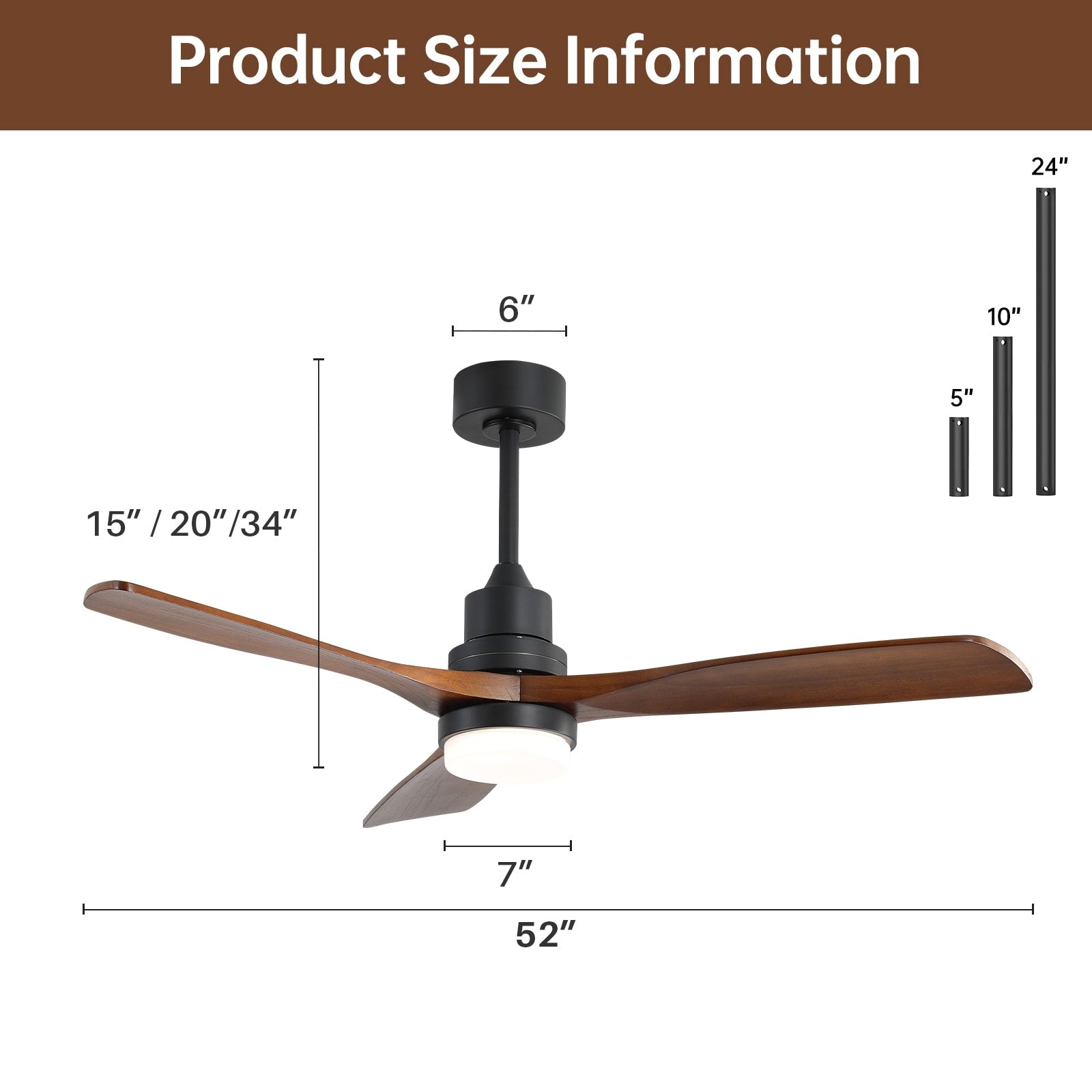 48 and 52 Integrated LED Ceiling Fan with Light and Remote, Reversible DC Motor