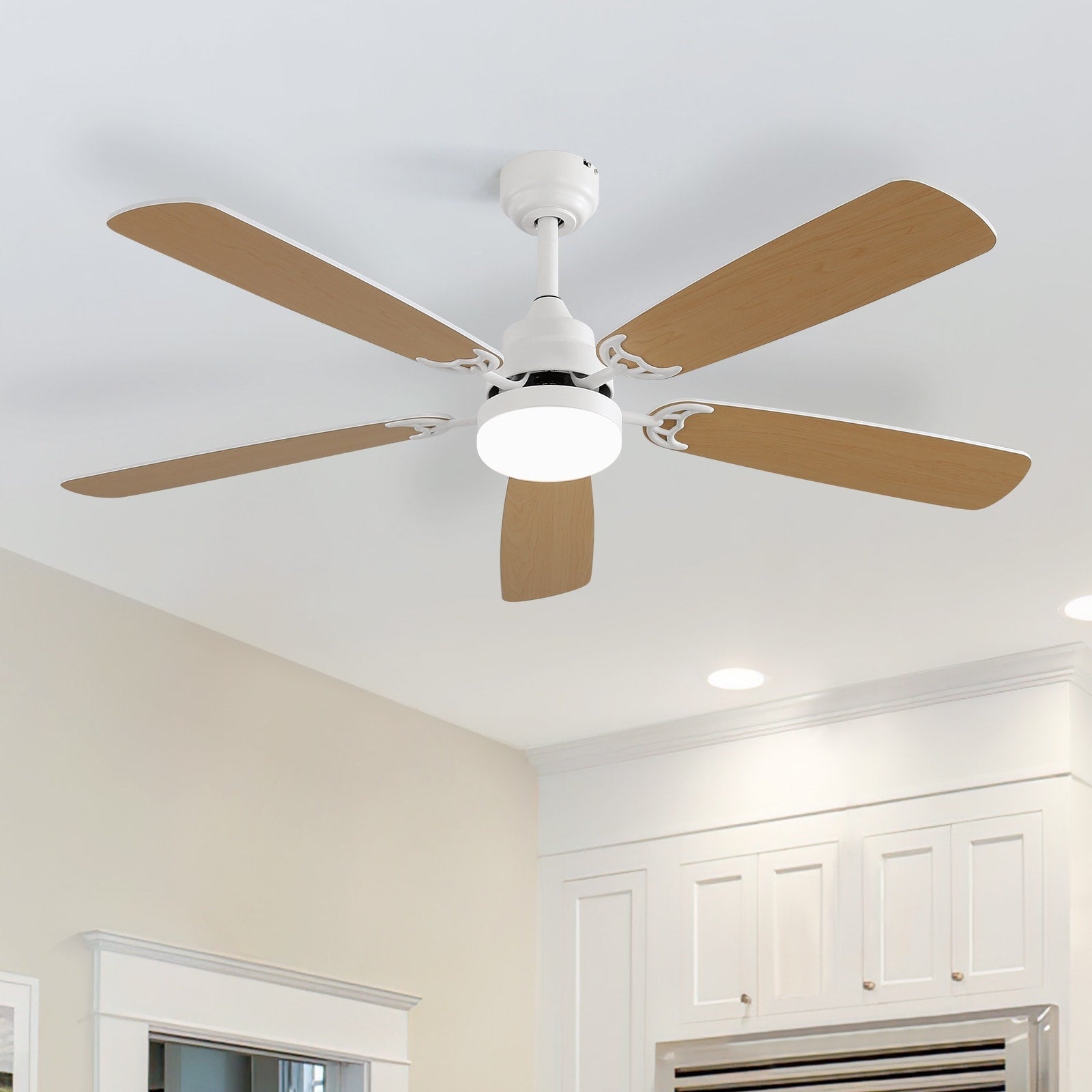 48 and 52 Integrated LED Ceiling Fan with Light and Remote, Reversible DC Motor