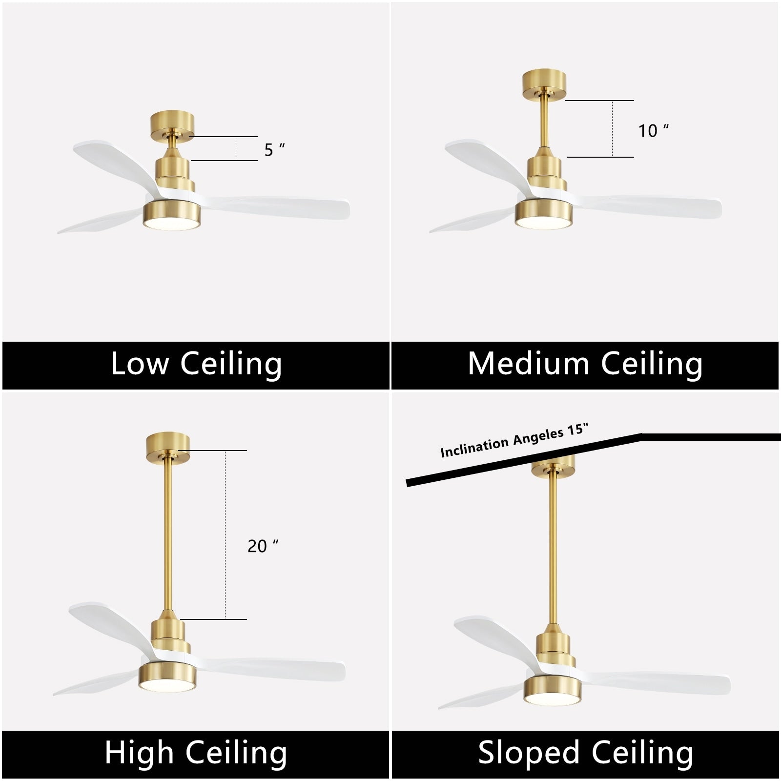 48 and 52 Integrated LED Ceiling Fan with Light and Remote, Reversible DC Motor