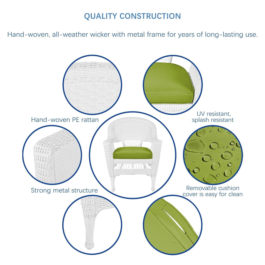 5-piece White Resin Wicker Dining Set