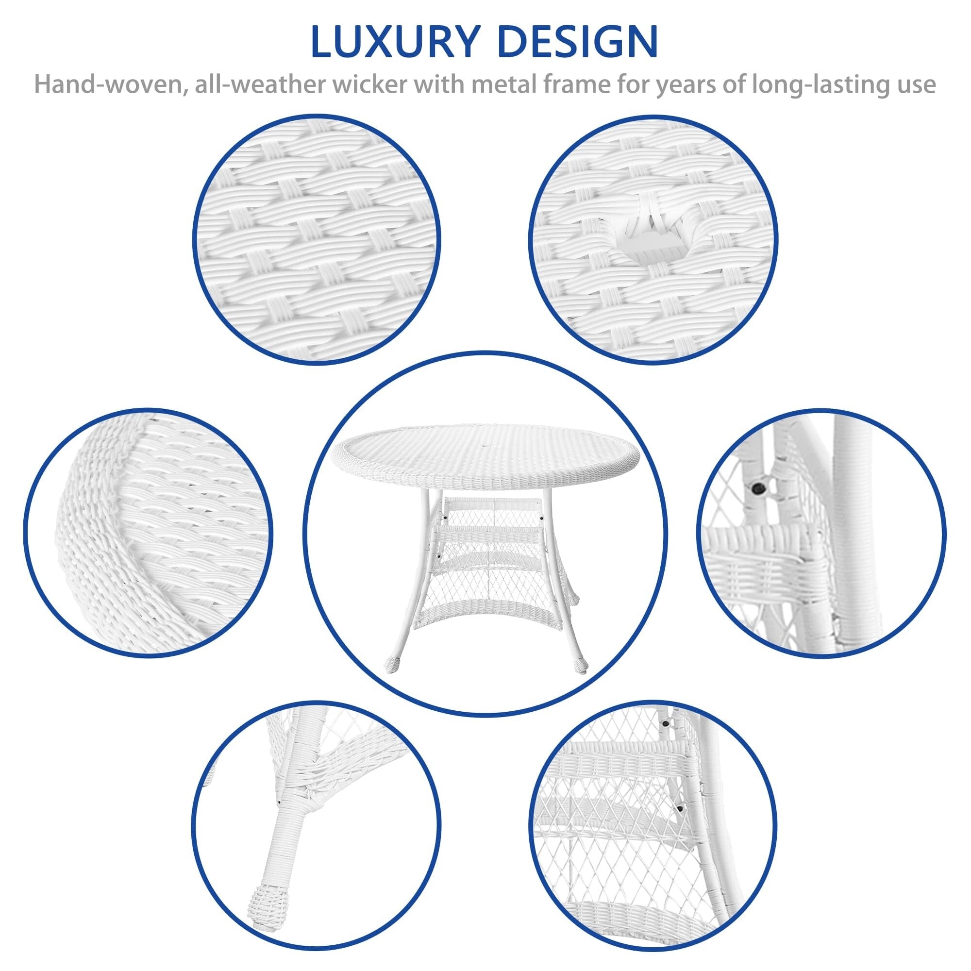 5-piece White Resin Wicker Dining Set