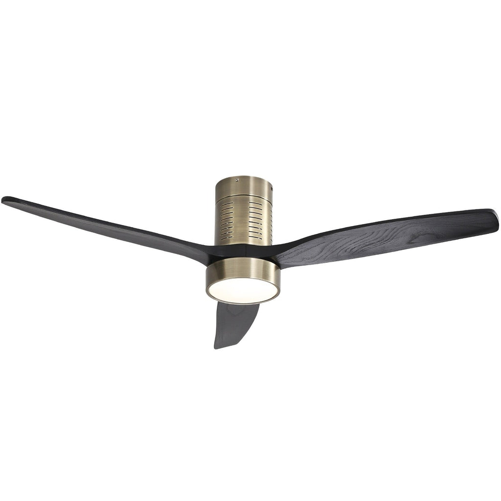 52 Inch Farmhouse Style Flush Mount Ceiling Fan with Light and Remote Control, Reversible DC Motor