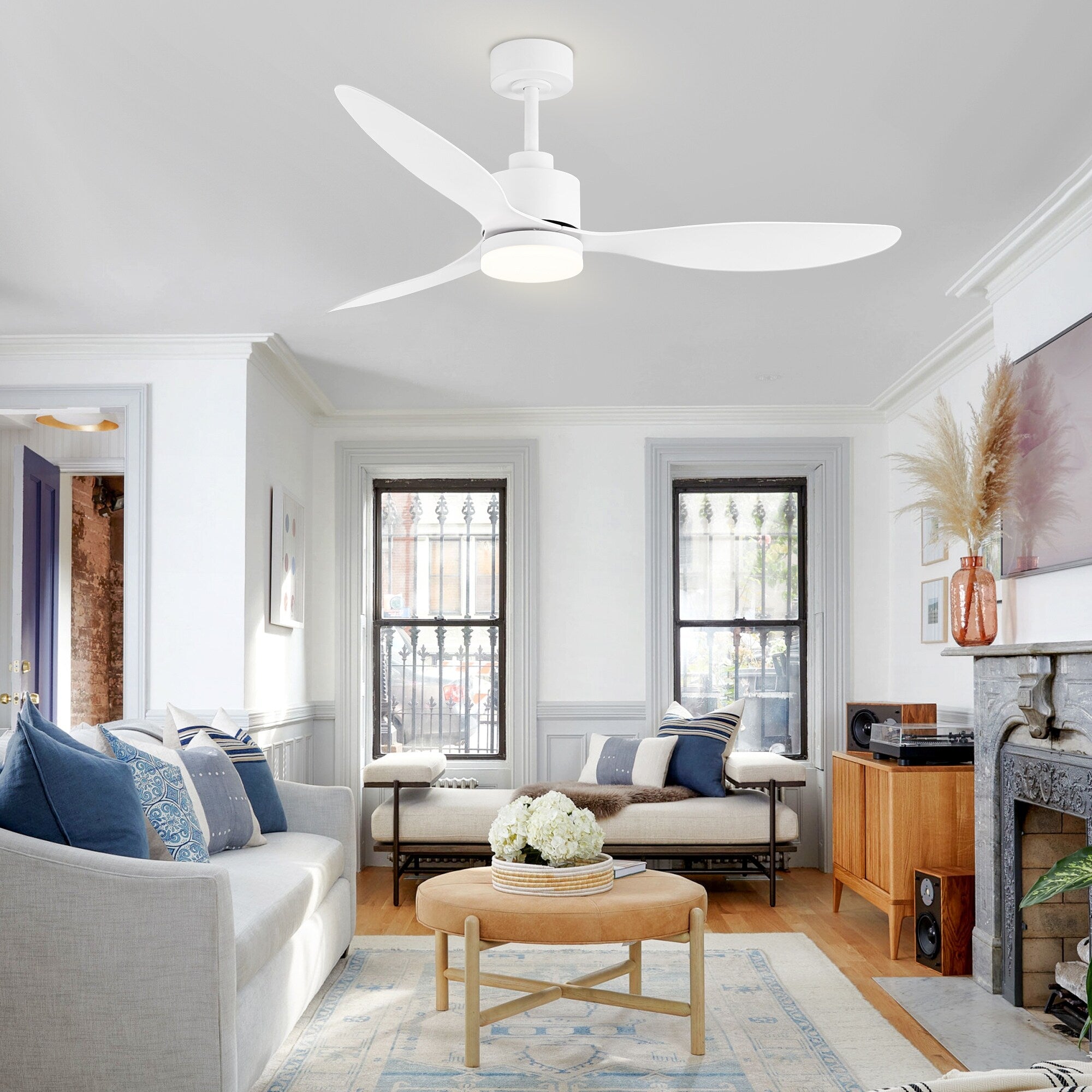 52 Inch LED Ceiling Fan with Lights Remote(3-Blade)