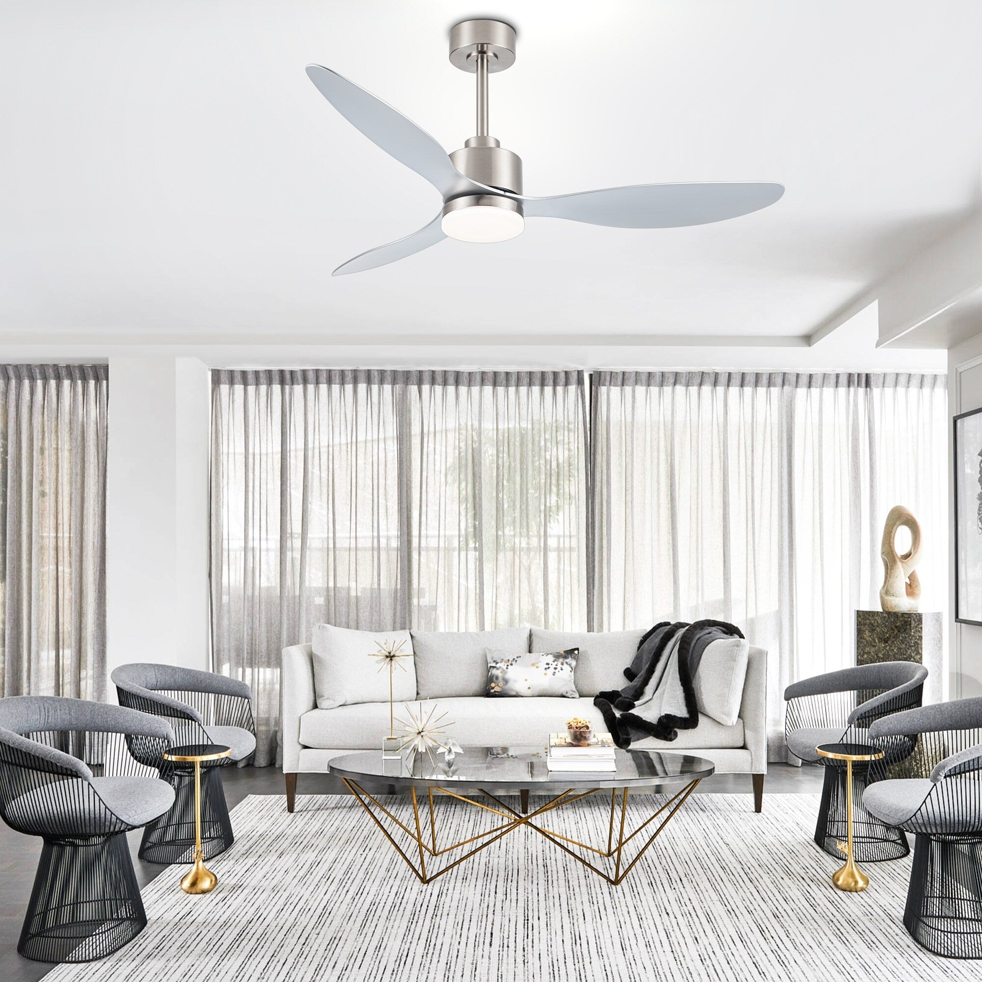 52 Inch LED Ceiling Fan with Lights Remote(3-Blade)