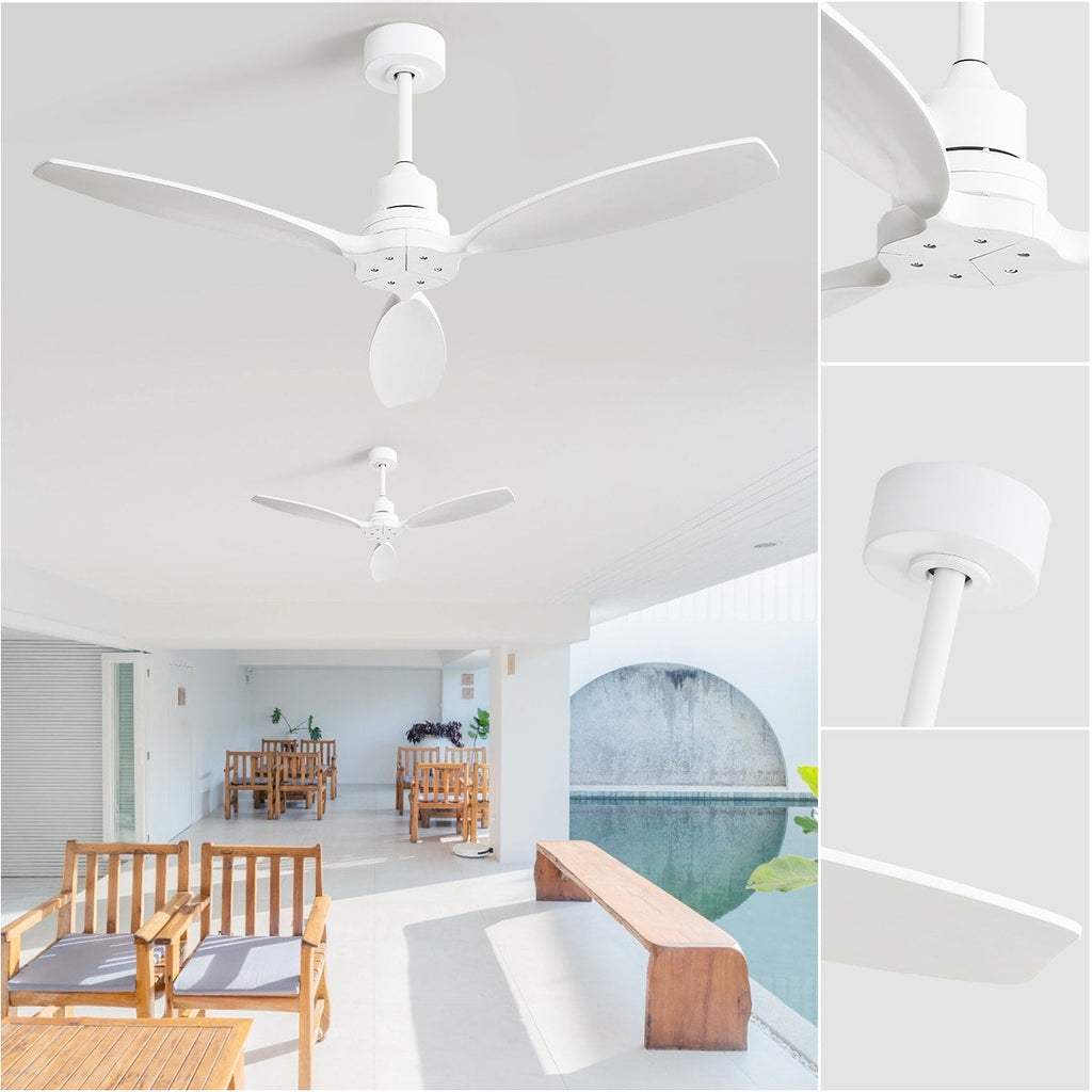 52 inch Modern Solid Wood / ABS Ceiling Fan With Remote Control(No Light),6 WInd Speed,Reversible Airflow