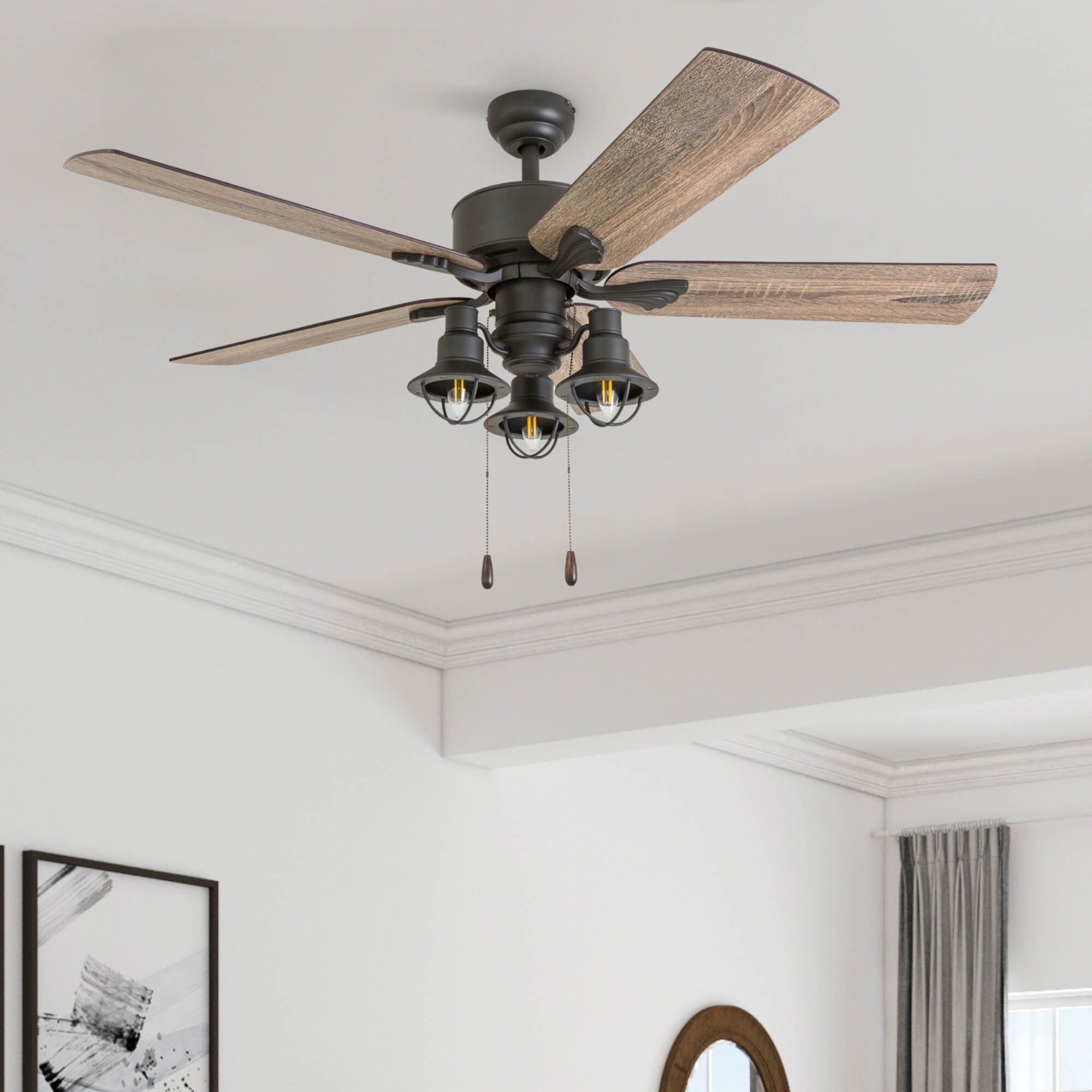 52 Prominence Home Sivan Bronze Farmhouse LED Ceiling Fan with Light, Remote Control