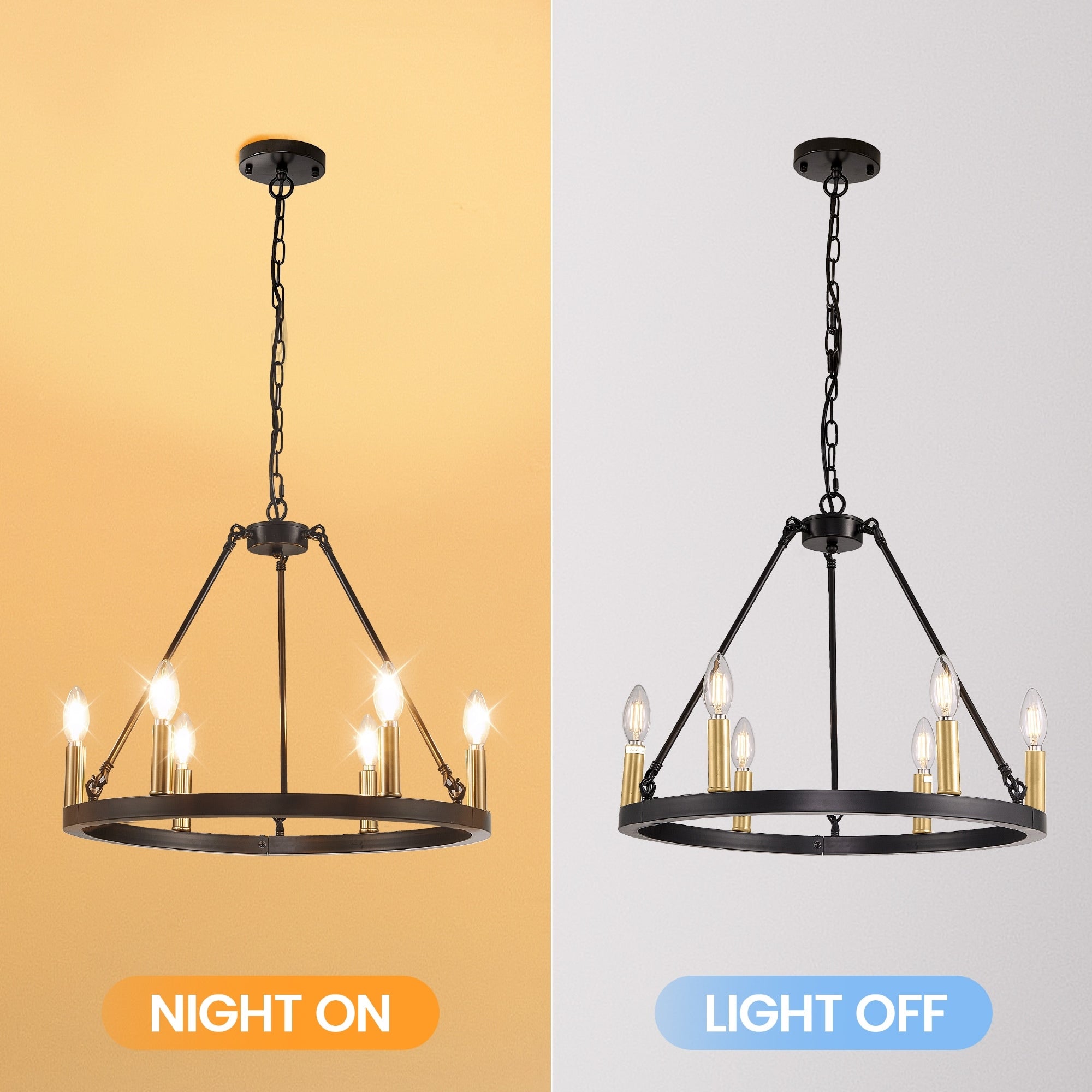 54-inch Round Wagon Wheel 24-light Chandelier