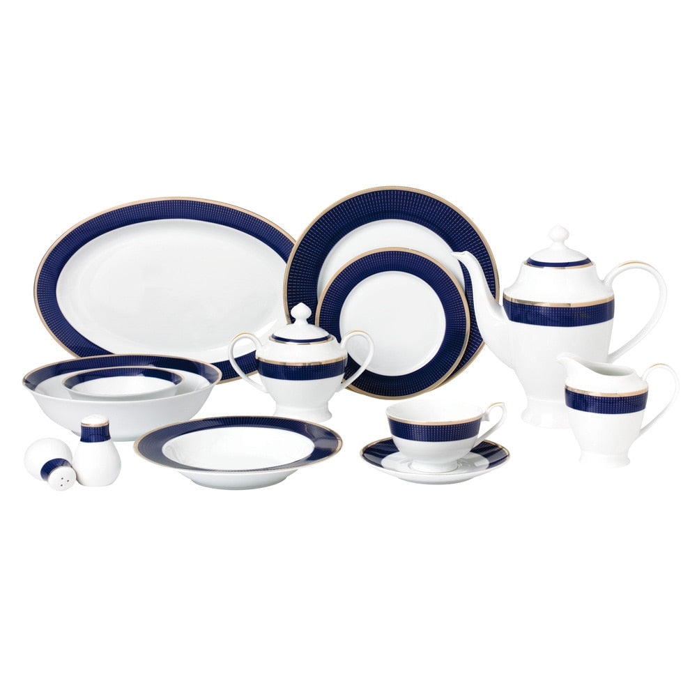 57-piece Bone China Dinnerware Set - Midnight - Gold