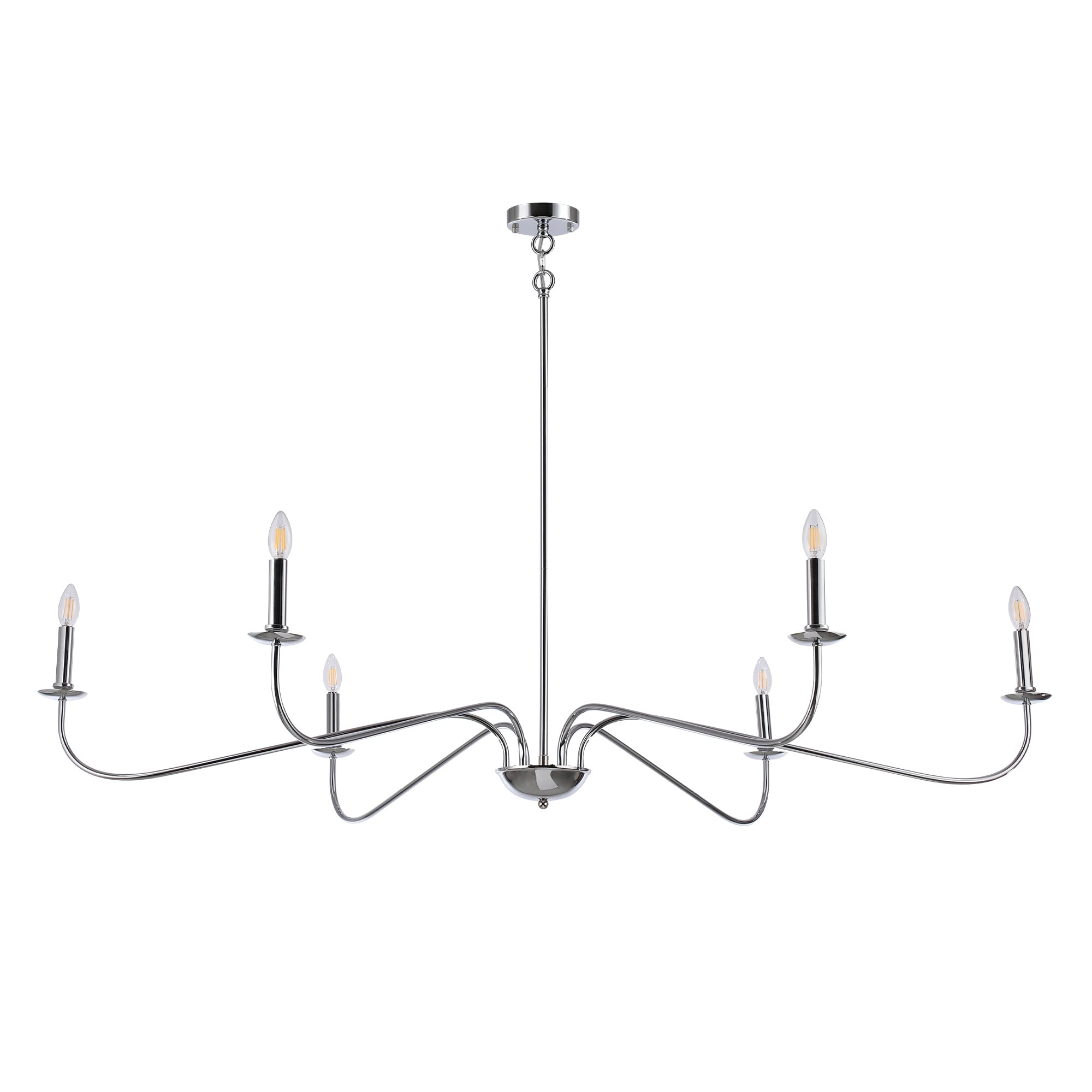 6 Light 64 Inches Minimalist Chandelier in Matte Black / Gold /Chrome - N/A