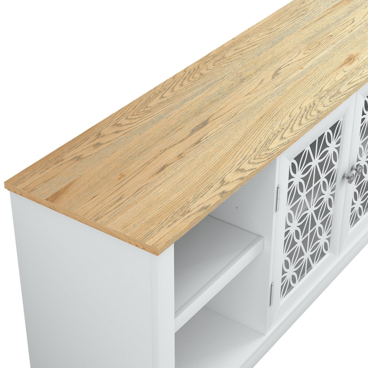 70 in. Rustic Decorative Floral Door TV Stand for up to 80 TVs