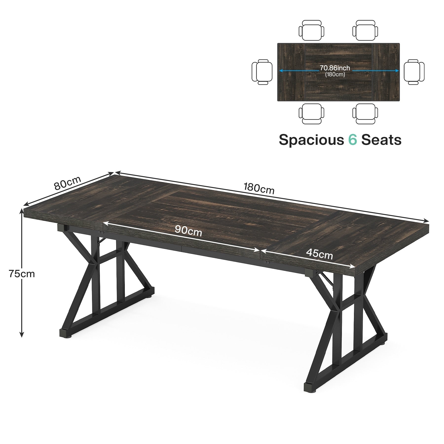 70.8-Inch Executive Desk, Large Computer Office Desk Workstation