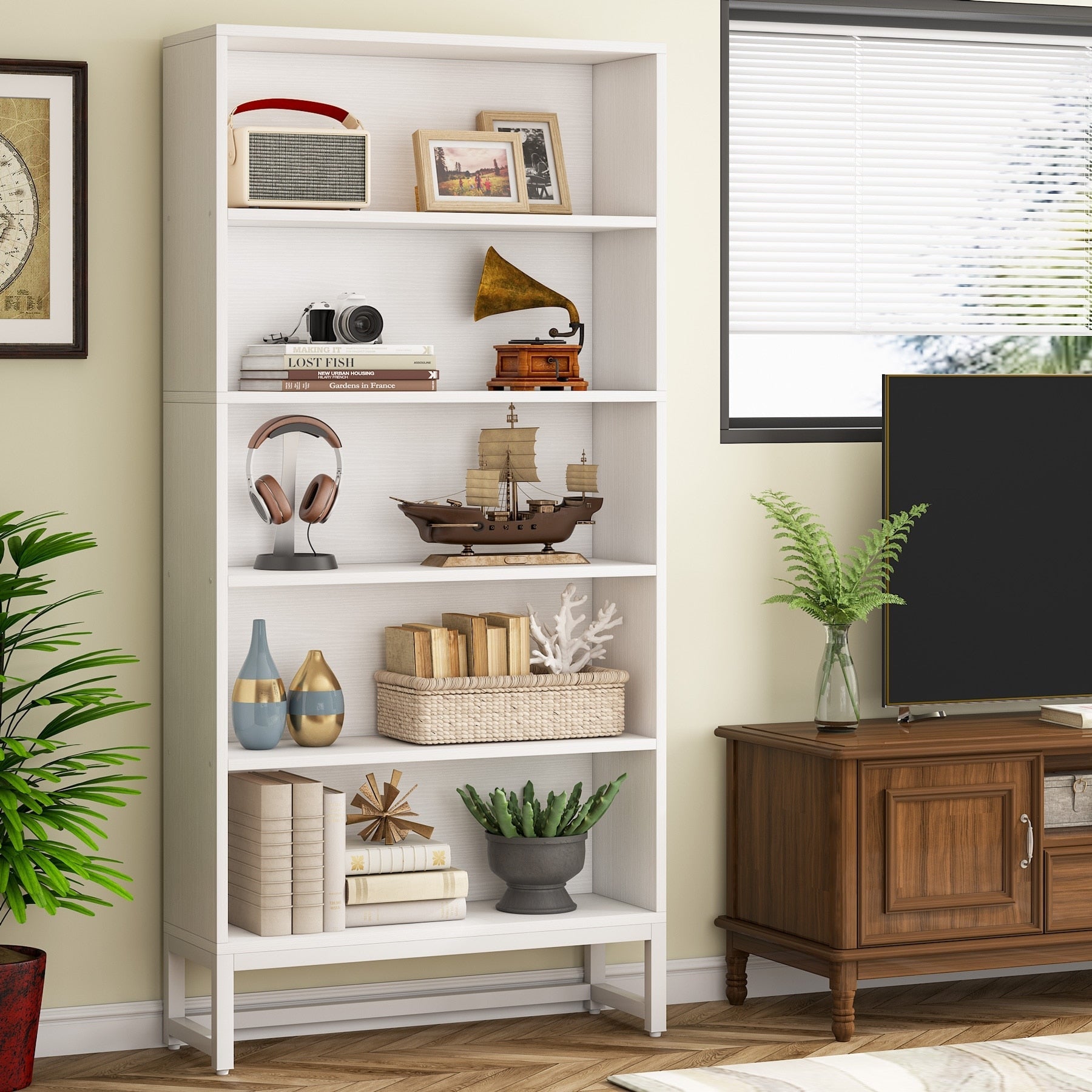 70.8 Inches Tall Bookcase and Bookshelf, 5-Tier Large Bookcases - 11.81D x 31.5W x 70.87H