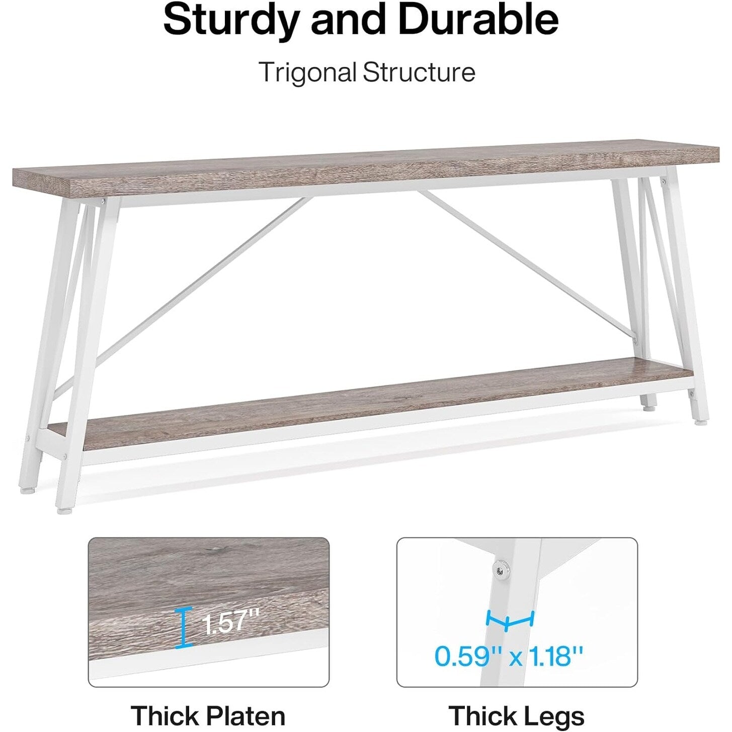 70.9 Inch Extra Long Sofa Table, Industrial Entry Console Table