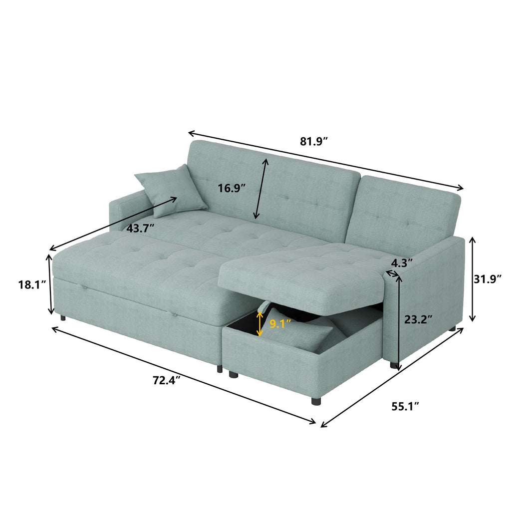 82'' Wide Reversible Sleeper Sofa & Chaise