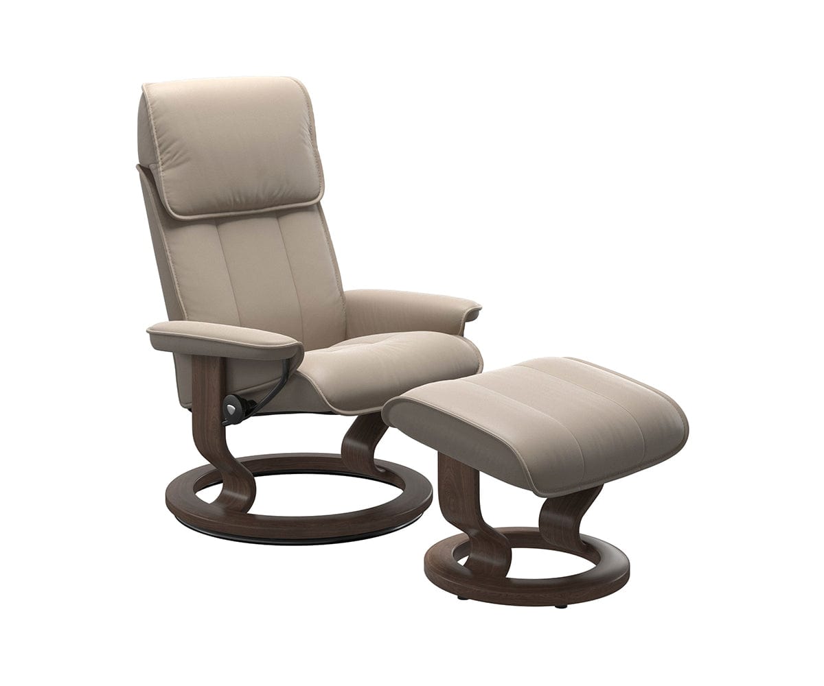 Stressless® Admiral Recliner & Ottoman - Mushroom