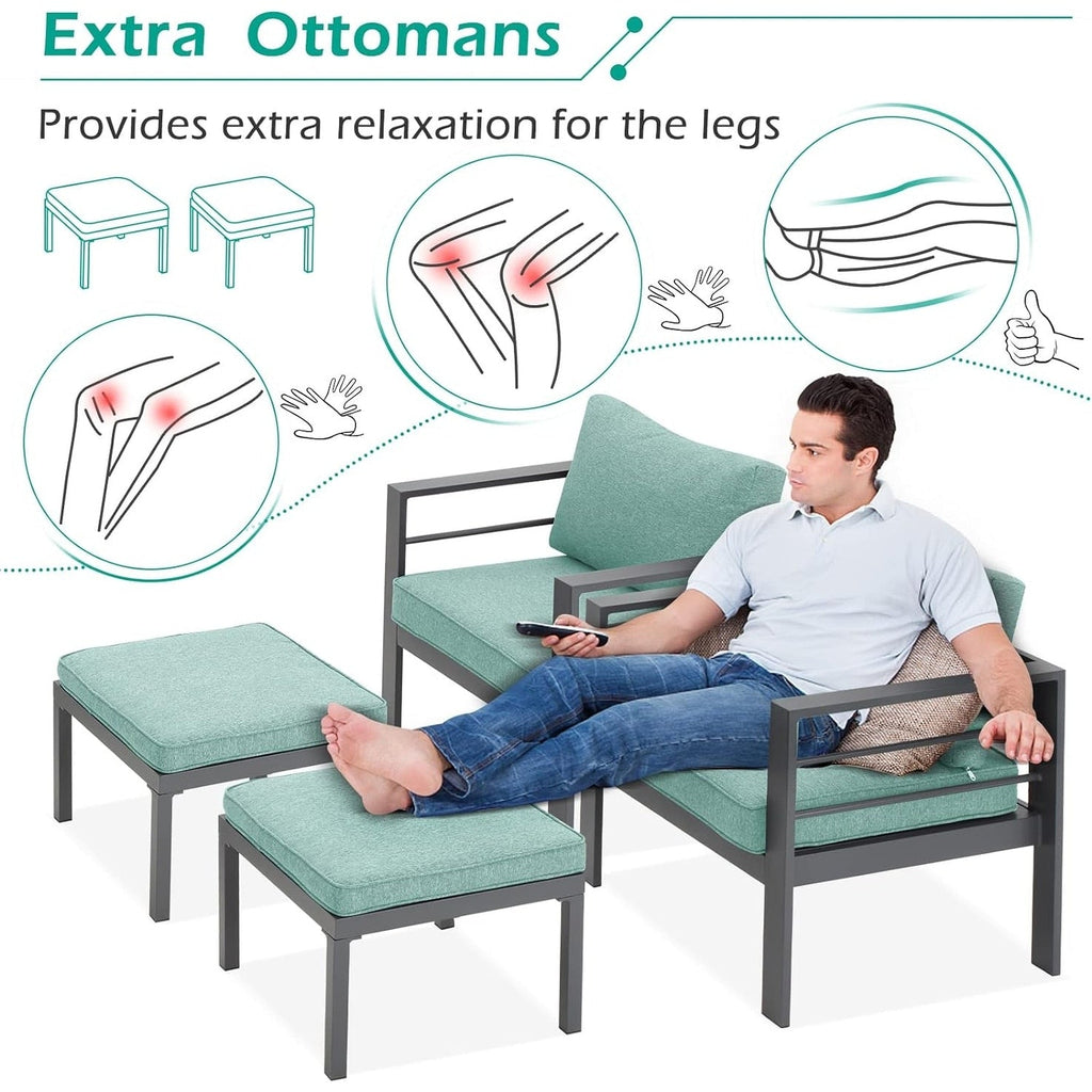 AECOJOY 7 Pieces Aluminum Patio Furniture Set Outdoor Conversation Set