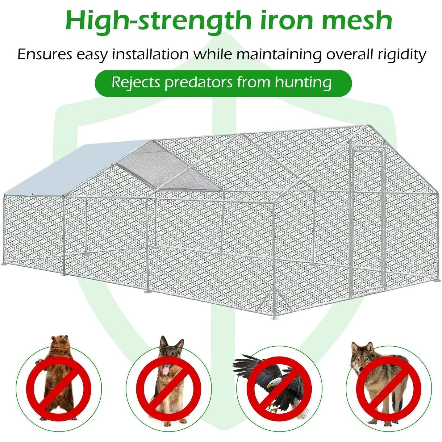 AECOJOY Large Metal Chicken Coop Run Walk-in Metal Chicken Cage