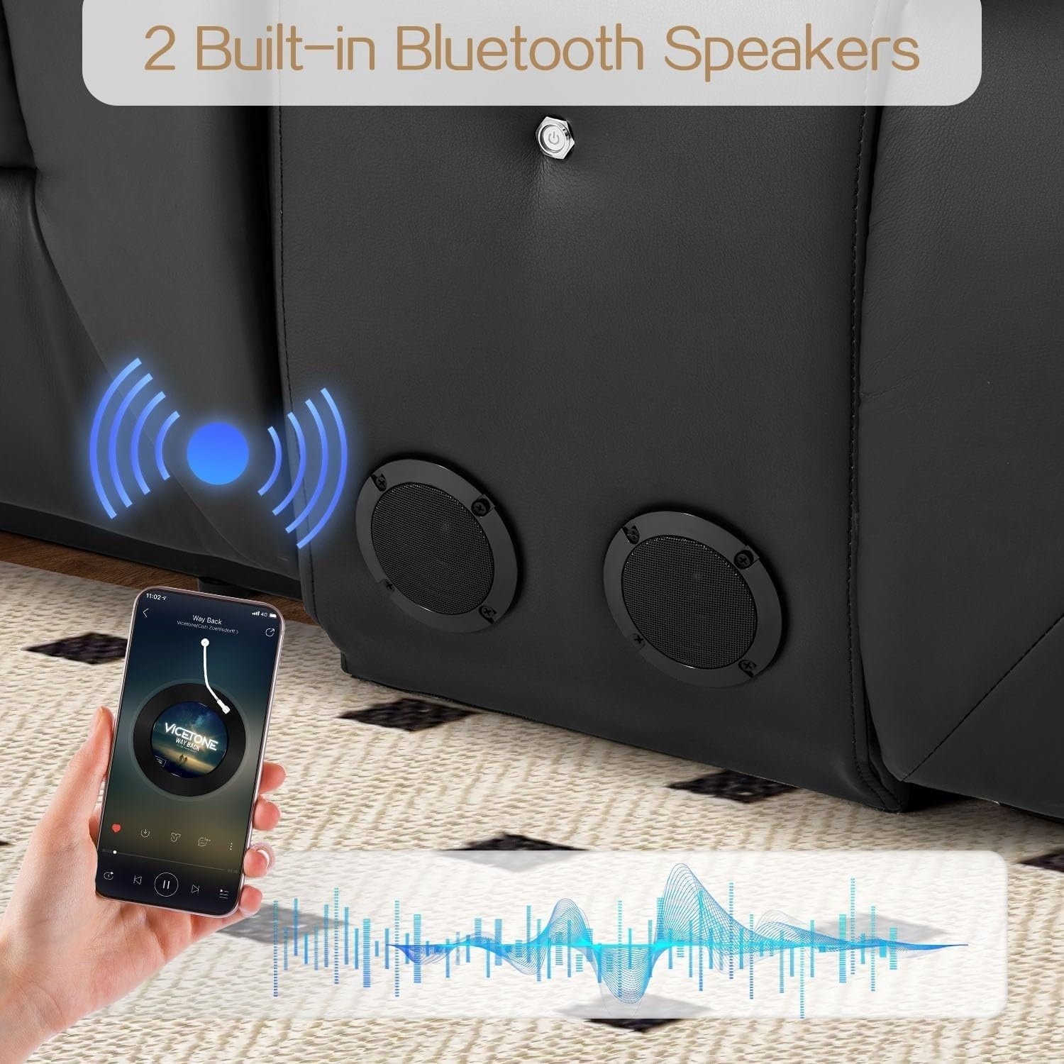 AECOJOY Recliner Sofa Manual RV Reclining Couch PU Home Theater Seating w/ Console