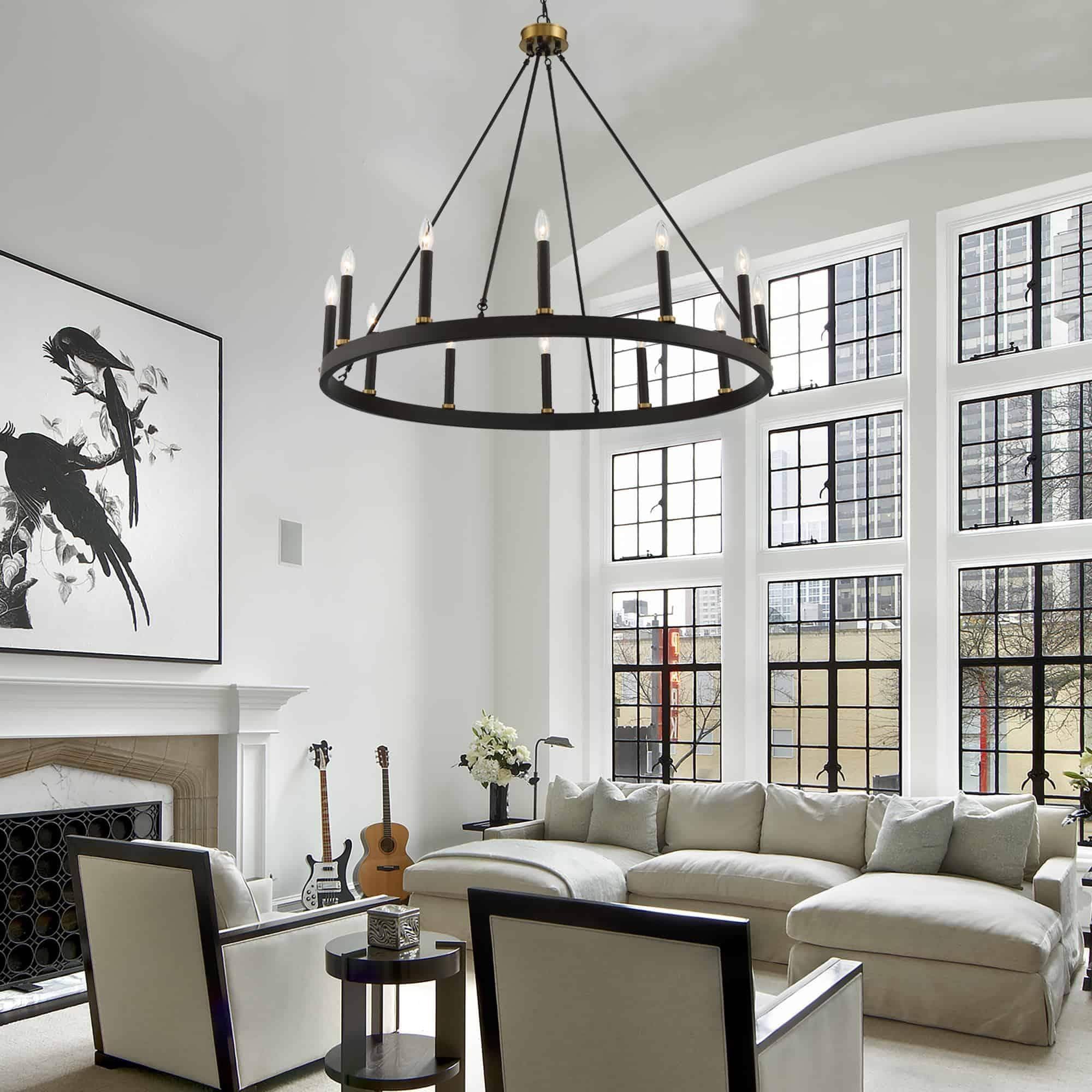 Acroma 12-light Farmhouse 40In Wagon Wheel Chandelier with UL - 40'' D x 138'' H