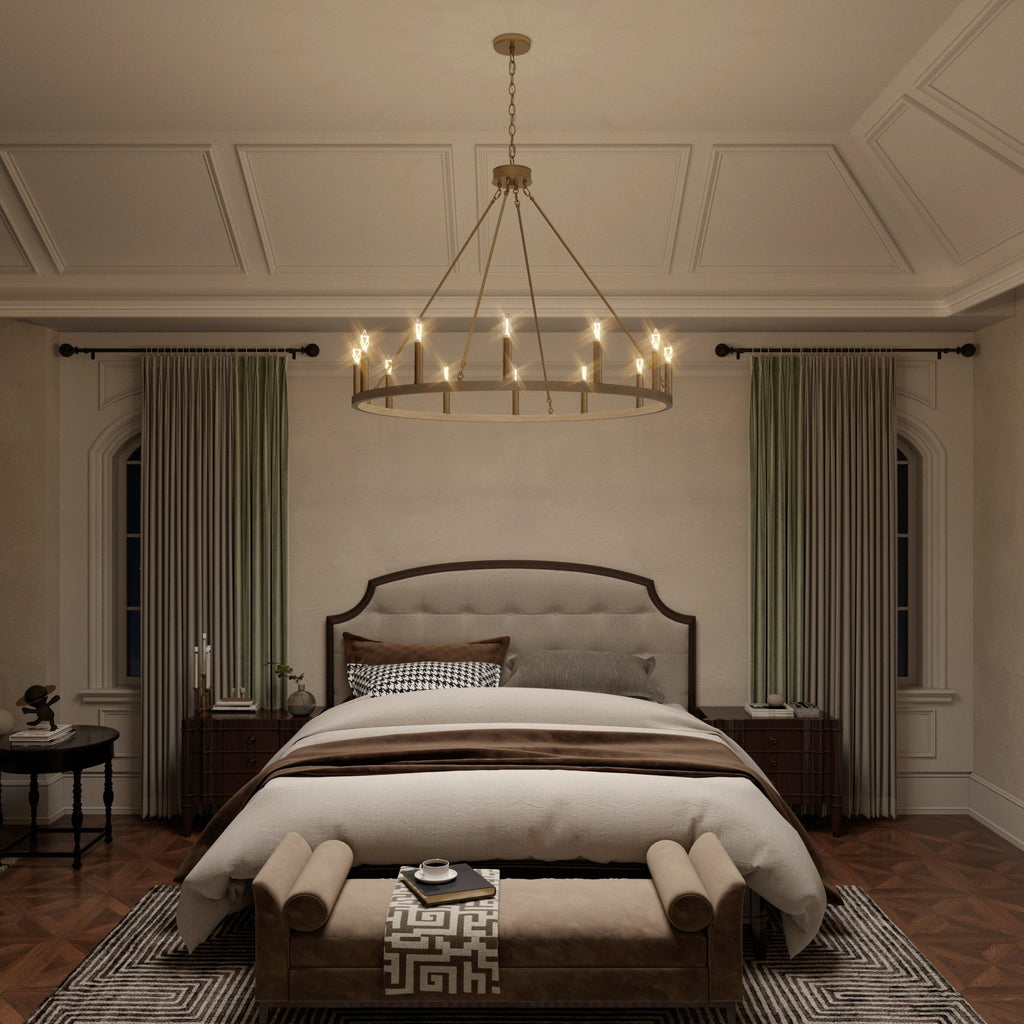 Acroma 12-light Farmhouse 40In Wagon Wheel Chandelier with UL - 40'' D x 138'' H