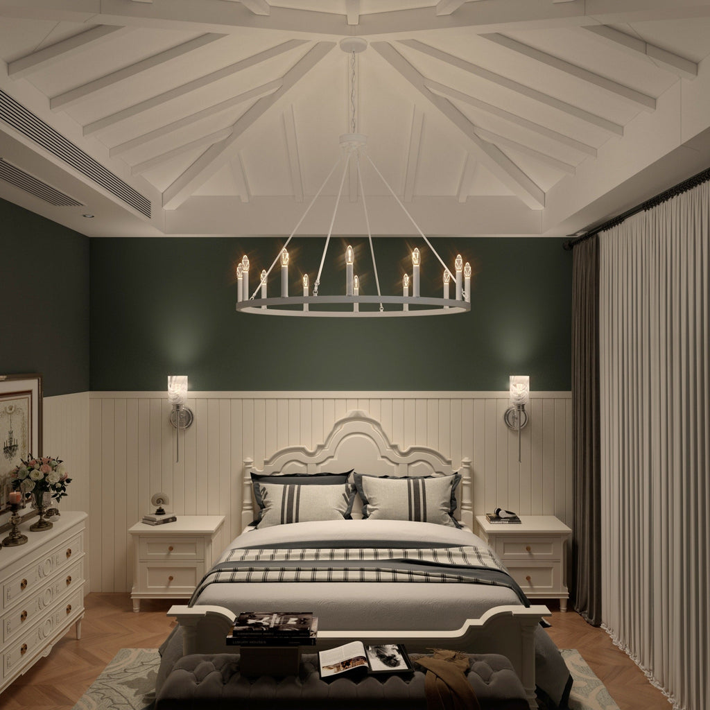 Acroma 12-light Farmhouse 40In Wagon Wheel Chandelier with UL - 40'' D x 138'' H