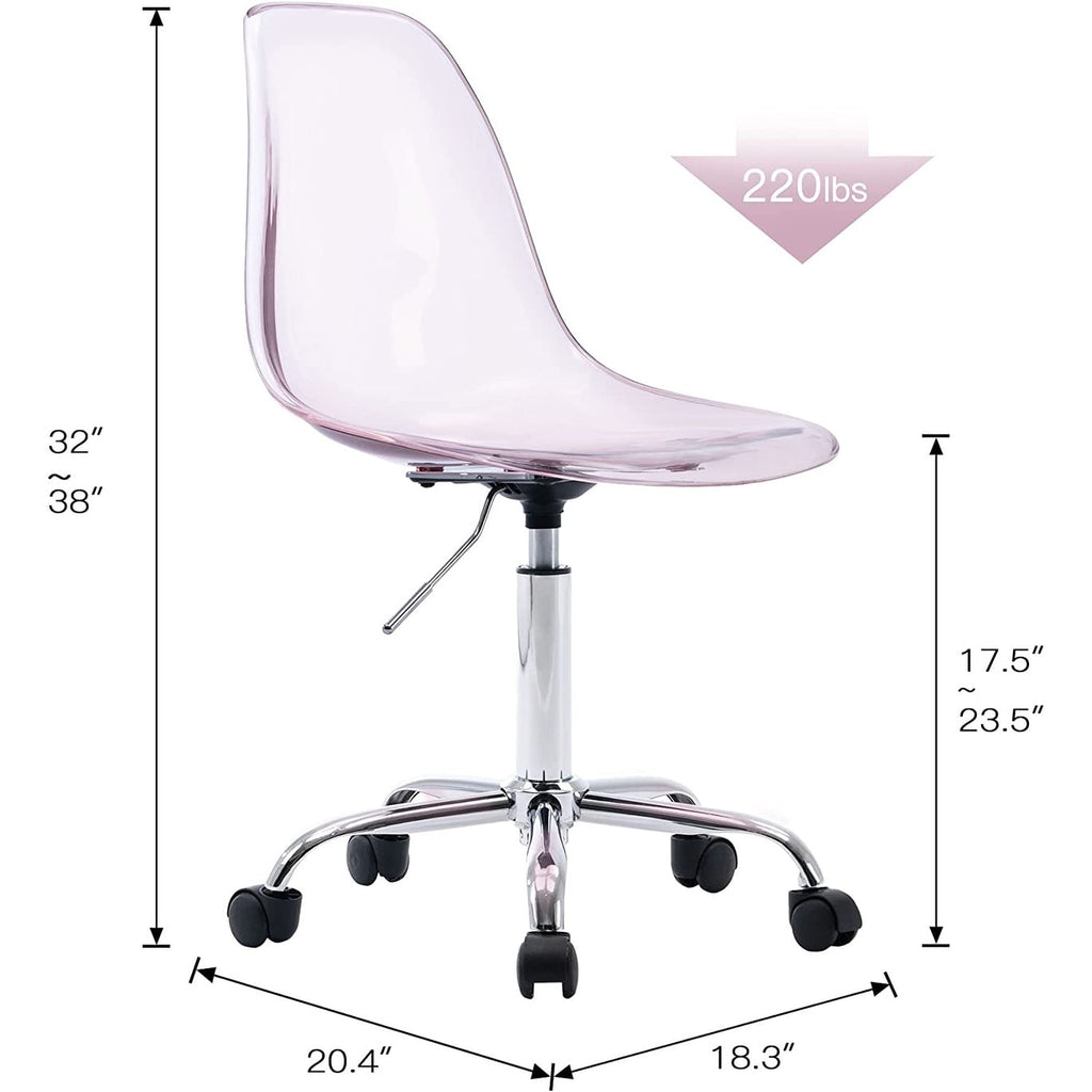 Acrylic Swivel adjustable height Armless Home office Rolling Chair