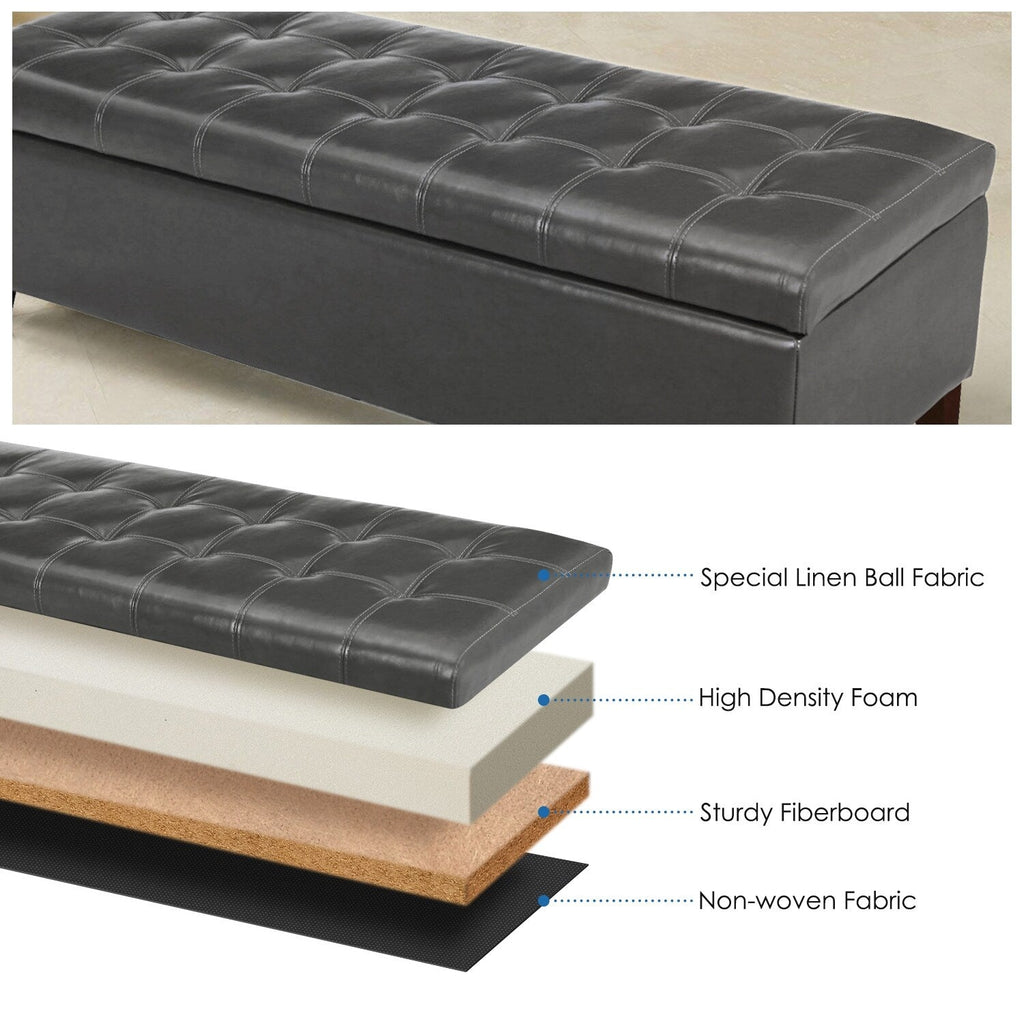 Adeco 50 Bonded Leather Storage Ottoman Bench