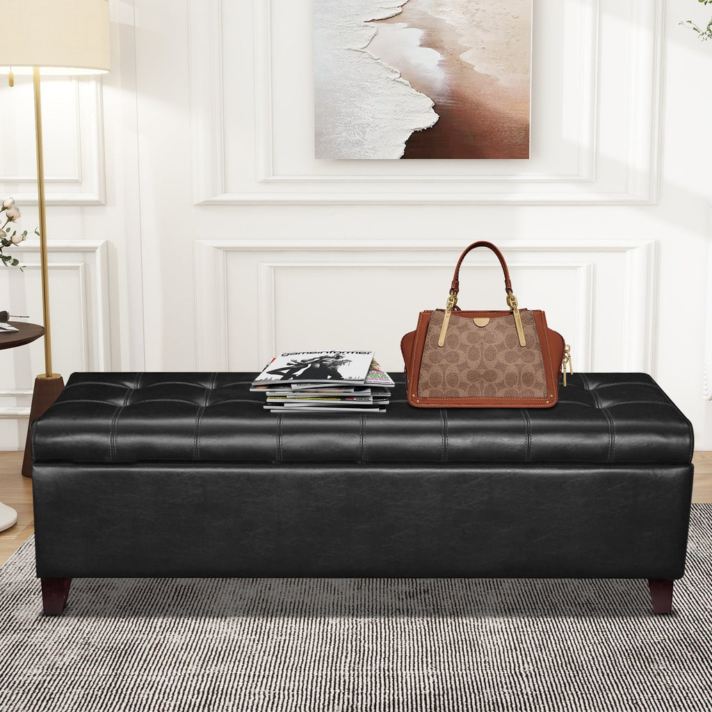 Adeco 50 Bonded Leather Storage Ottoman Bench