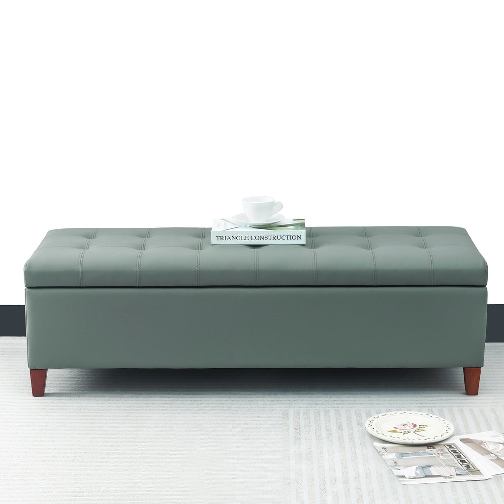 Adeco 50 Bonded Leather Storage Ottoman Bench