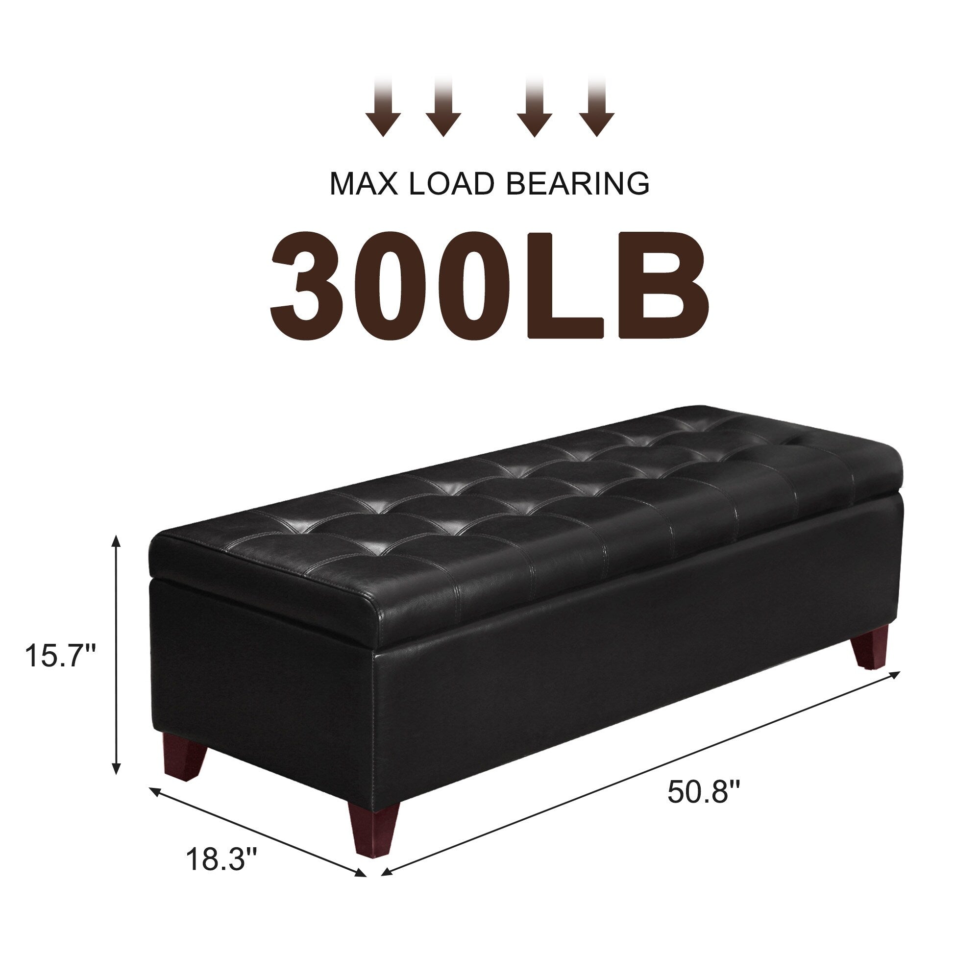 Adeco 50 Bonded Leather Storage Ottoman Bench