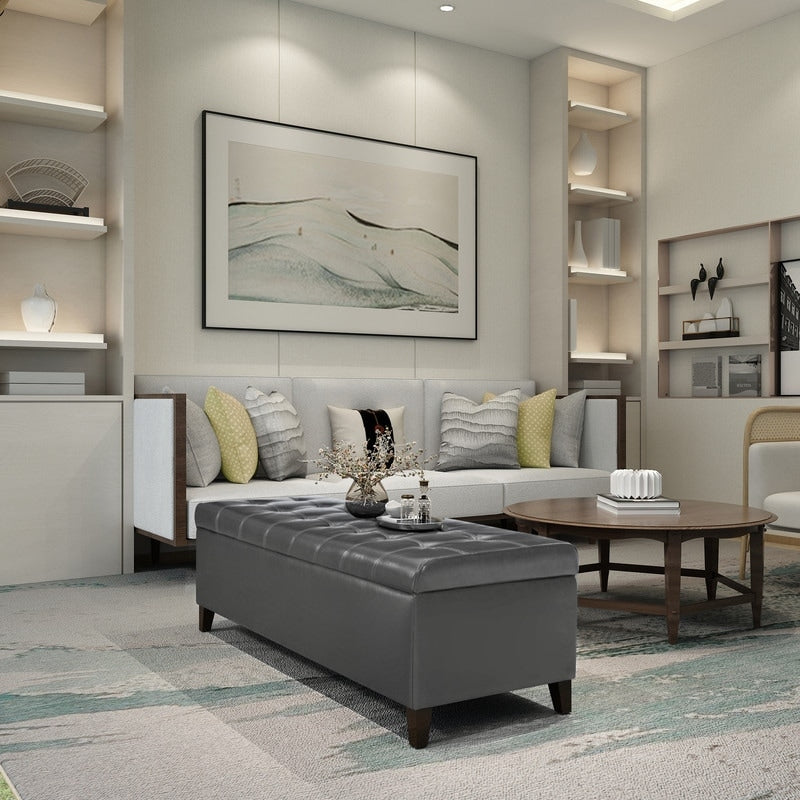 Adeco 50 Bonded Leather Storage Ottoman Bench