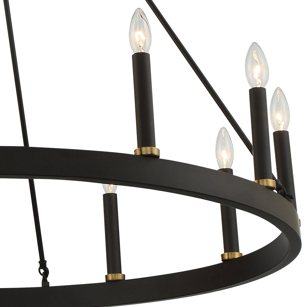 Acroma 12-light Farmhouse 40In Wagon Wheel Chandelier with UL - 40'' D x 138'' H