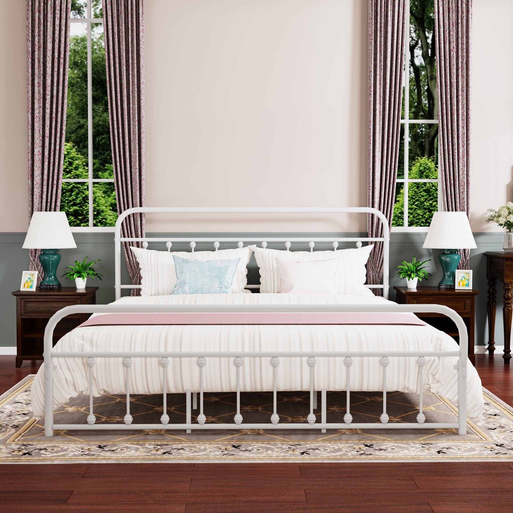 Alazyhome Simple Vintage Metal Platform Bed Frame, Easy-Assembly